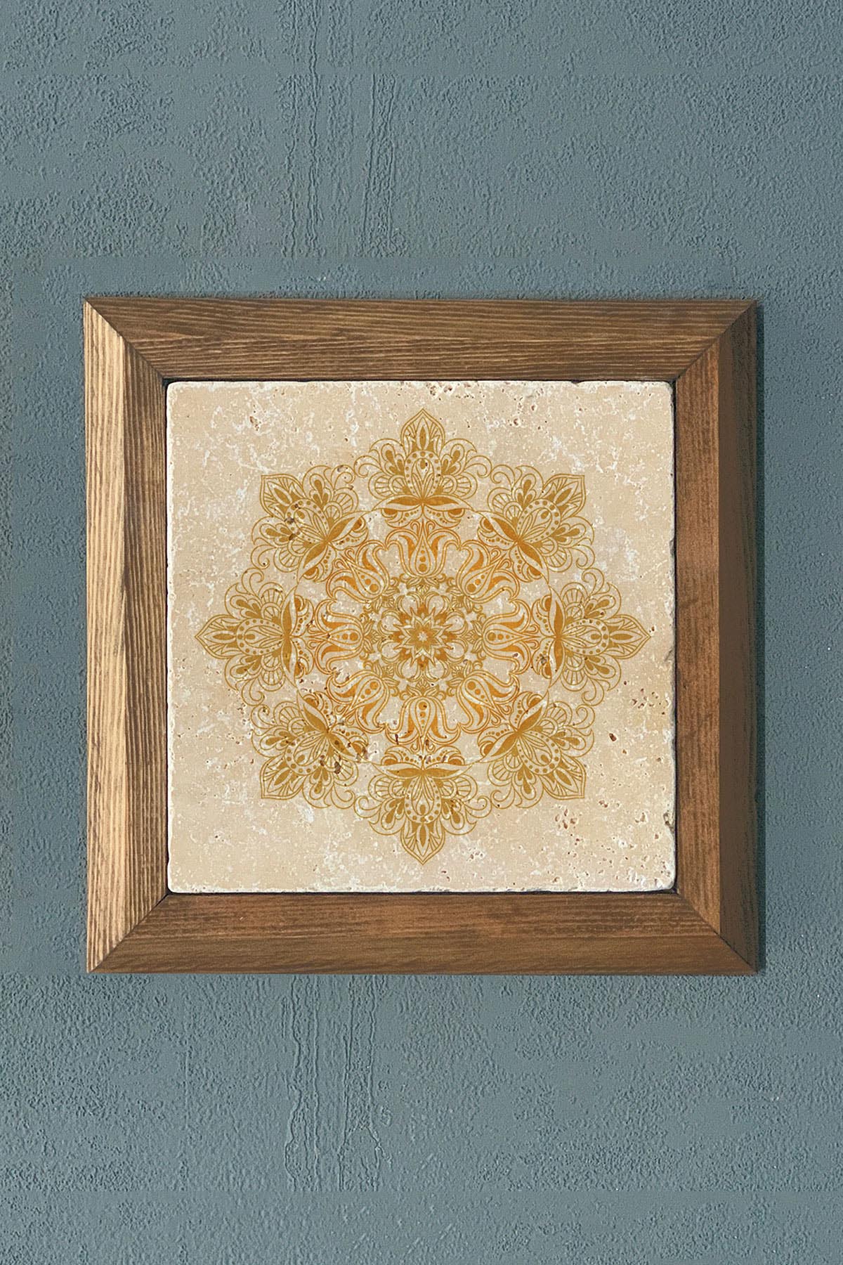 Masif Çerçeveli Taş Tablo- Duvar Dekoru- Oscar Stone Decor 28X28 cm-WALL DECOR