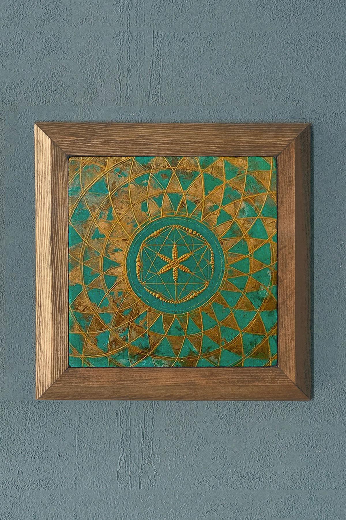 Masif Çerçeveli Taş Tablo- Duvar Dekoru- Oscar Stone Decor 28X28 cm-WALL DECOR