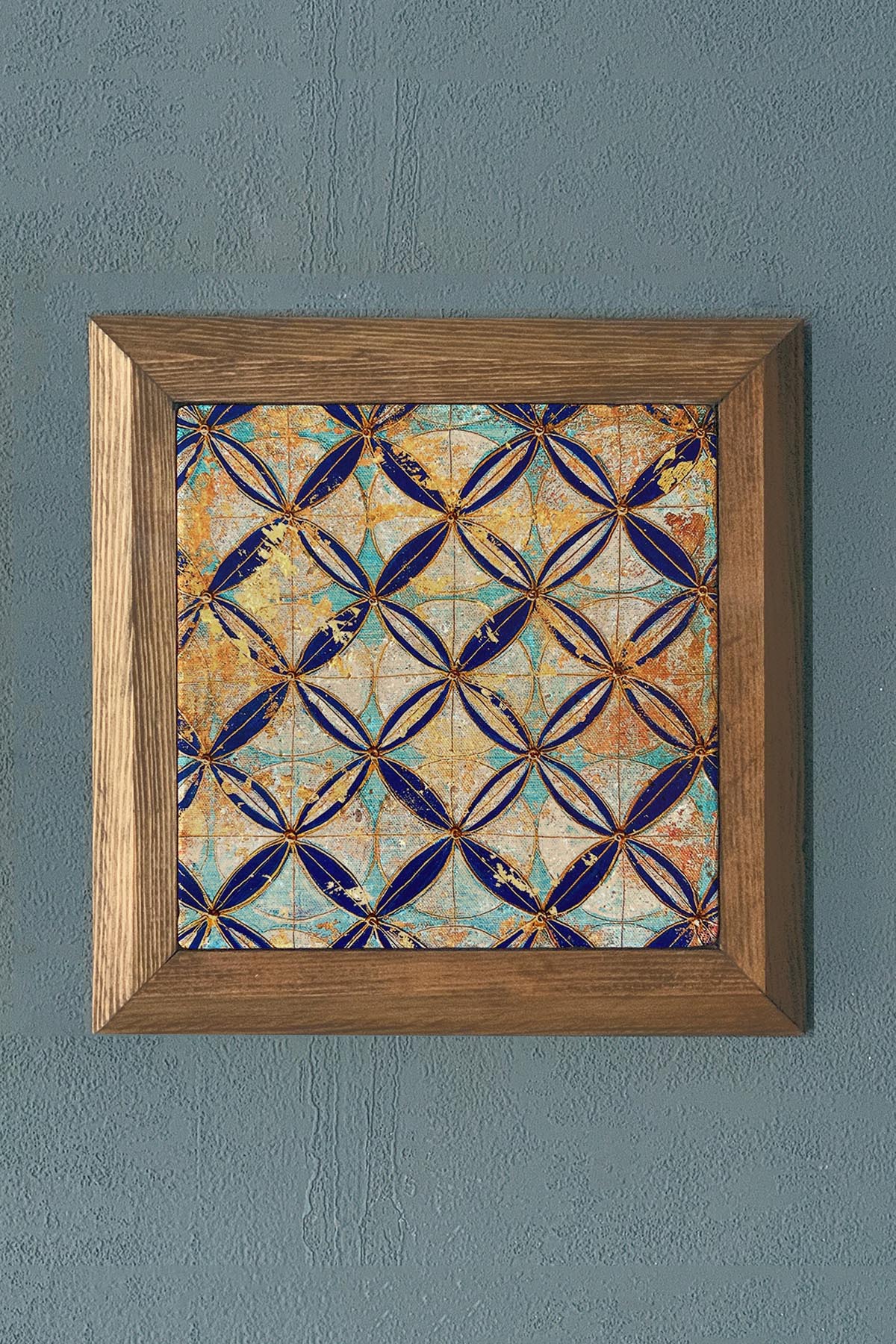 Masif Çerçeveli Taş Tablo- Duvar Dekoru- Oscar Stone Decor 28X28 cm-WALL DECOR