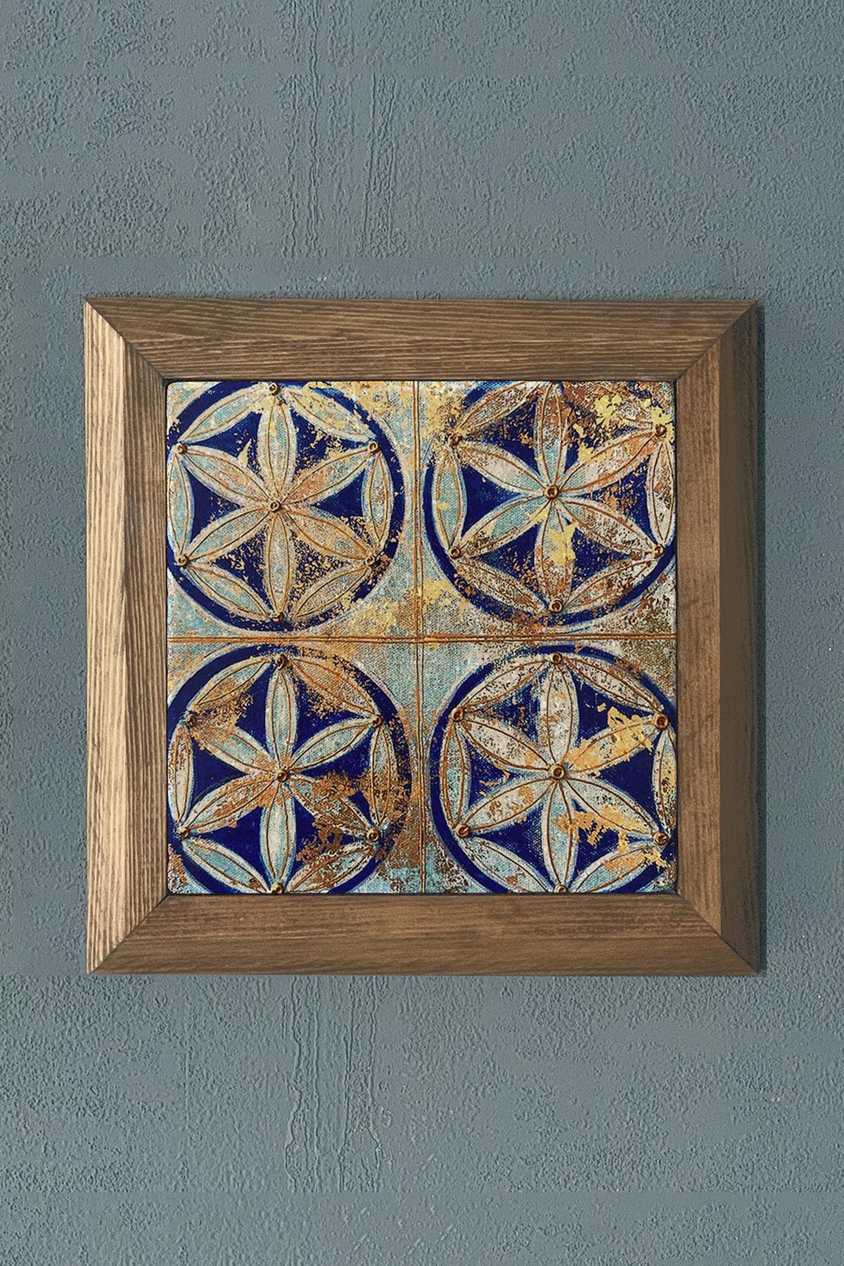 Masif Çerçeveli Taş Tablo- Duvar Dekoru- Oscar Stone Decor 28X28 cm-WALL DECOR