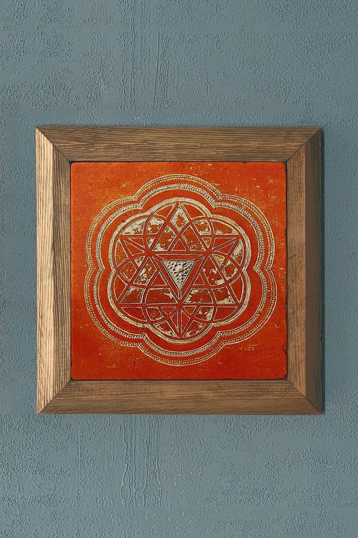 Masif Çerçeveli Taş Tablo- Duvar Dekoru- Oscar Stone Decor 28X28 cm-WALL DECOR