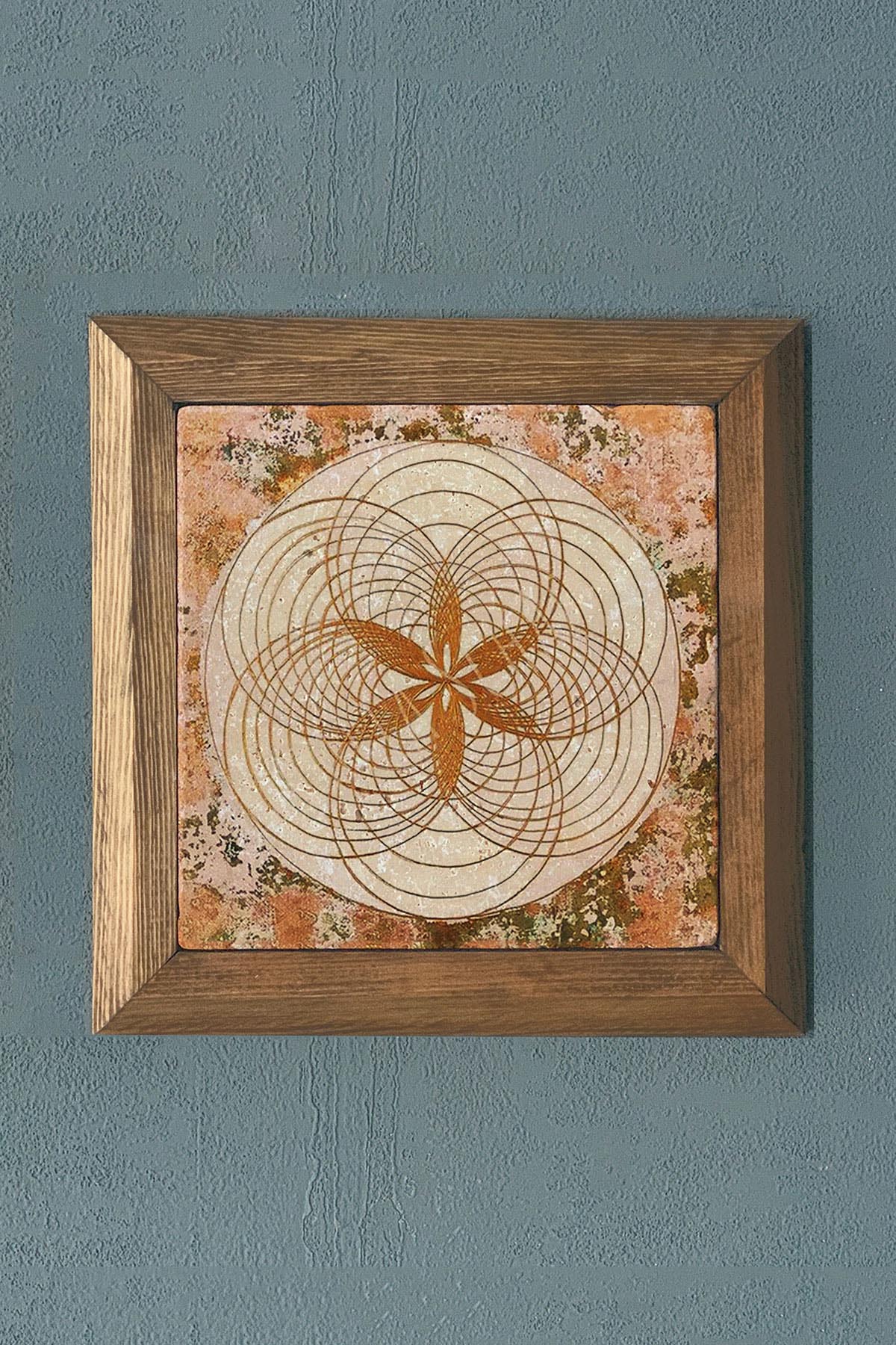 Masif Çerçeveli Taş Tablo-Duvar Dekoru- Oscar Stone Decor 28X28 CM