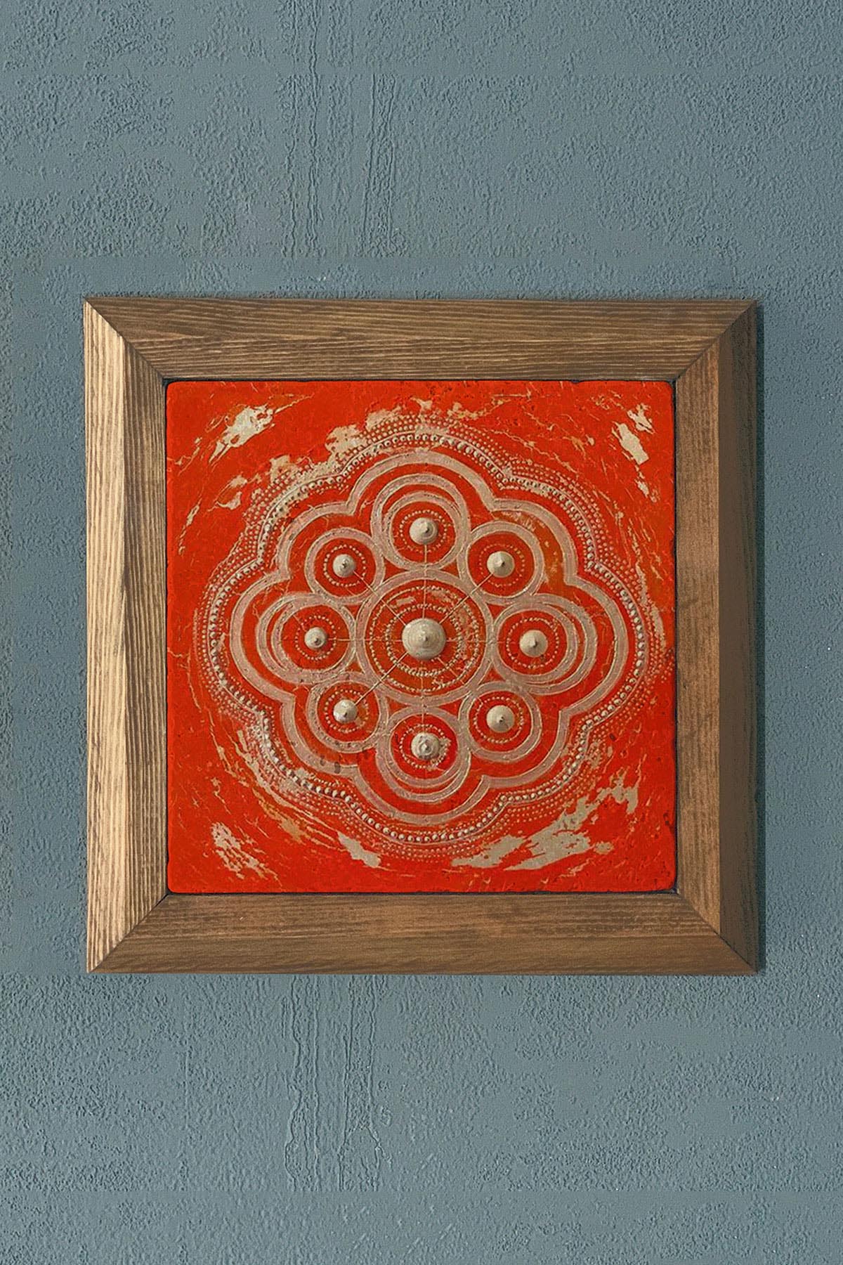 Masif Çerçeveli Taş Tablo-Duvar Dekoru- Oscar Stone Decor 28X28 CM