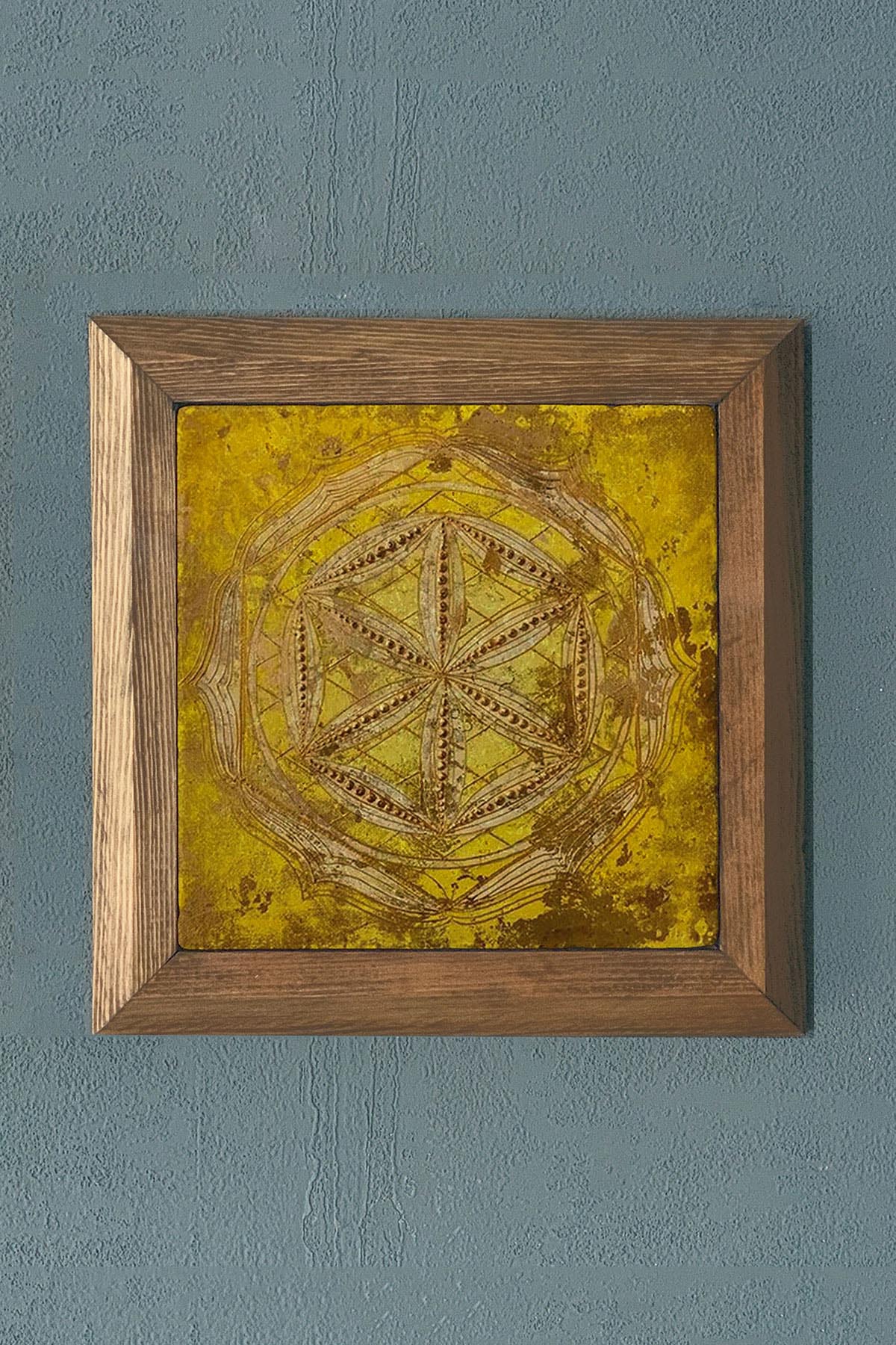 Masif Çerçeveli Taş Tablo-Duvar Dekoru- Oscar Stone Decor 28X28 CM