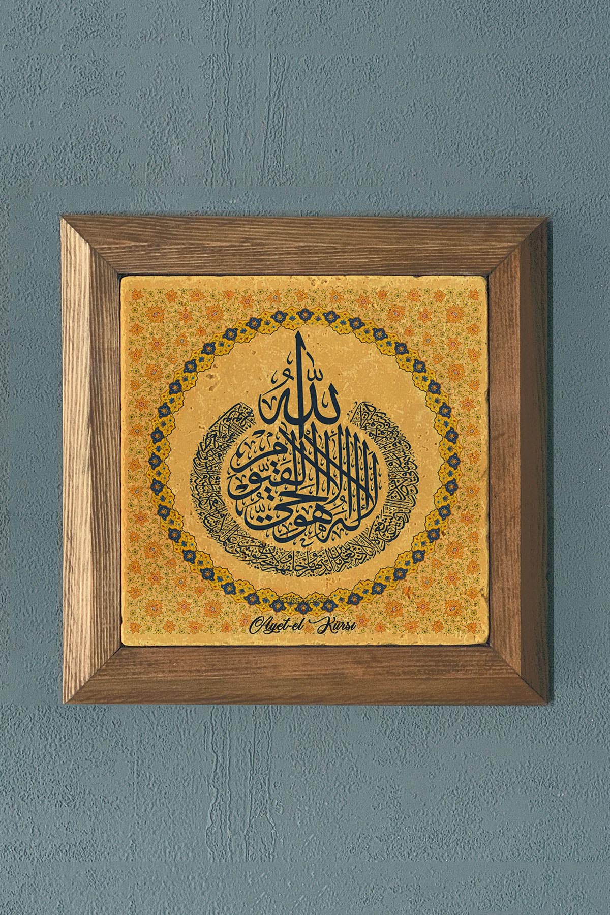 Masif Çerçeveli Taş Tablo-Duvar Dekoru- Oscar Stone Decor 28X28 CM
