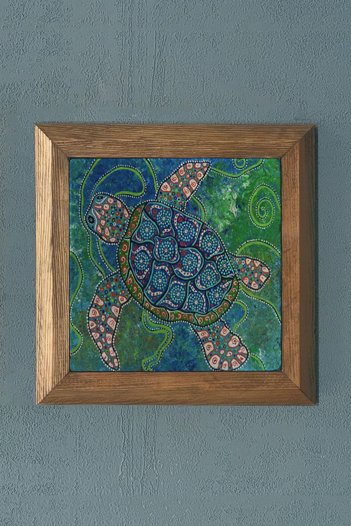 Masif Çerçeveli Taş Tablo-Duvar Dekoru- Oscar Stone Decor 28X28 CM