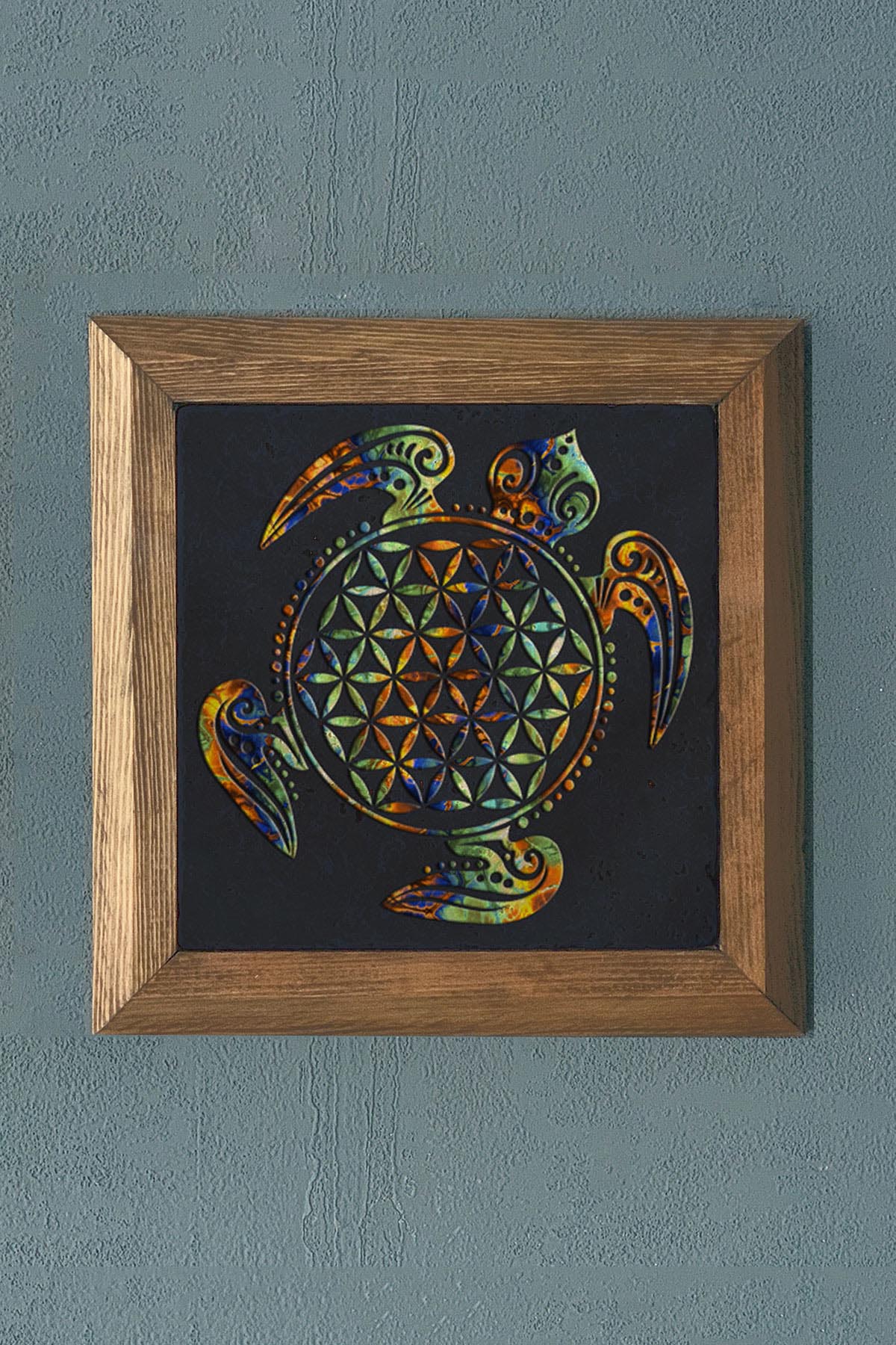 Masif Çerçeveli Taş Tablo-Duvar Dekoru- Oscar Stone Decor 28X28 CM