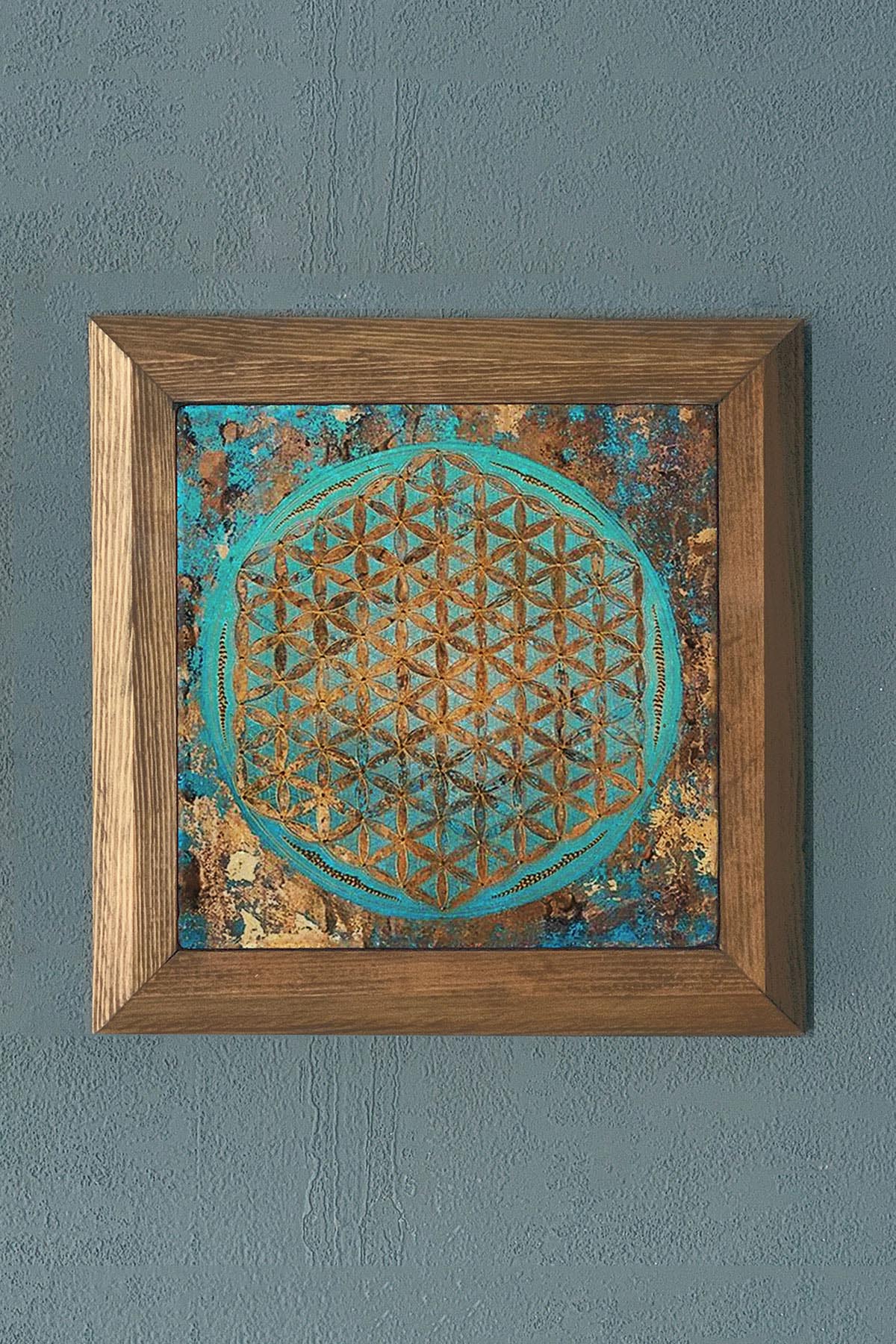 Masif Çerçeveli Taş Tablo-Duvar Dekoru- Oscar Stone Decor 28X28 CM