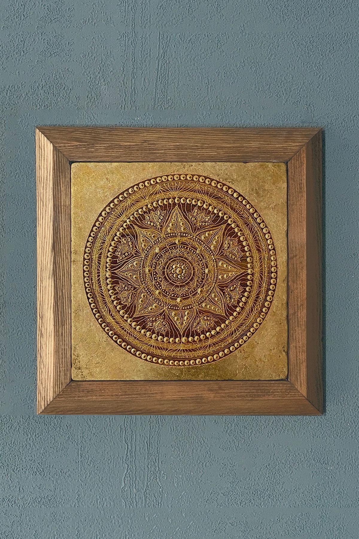 Masif Çerçeveli Taş Tablo-Duvar Dekoru- Oscar Stone Decor 28X28 CM
