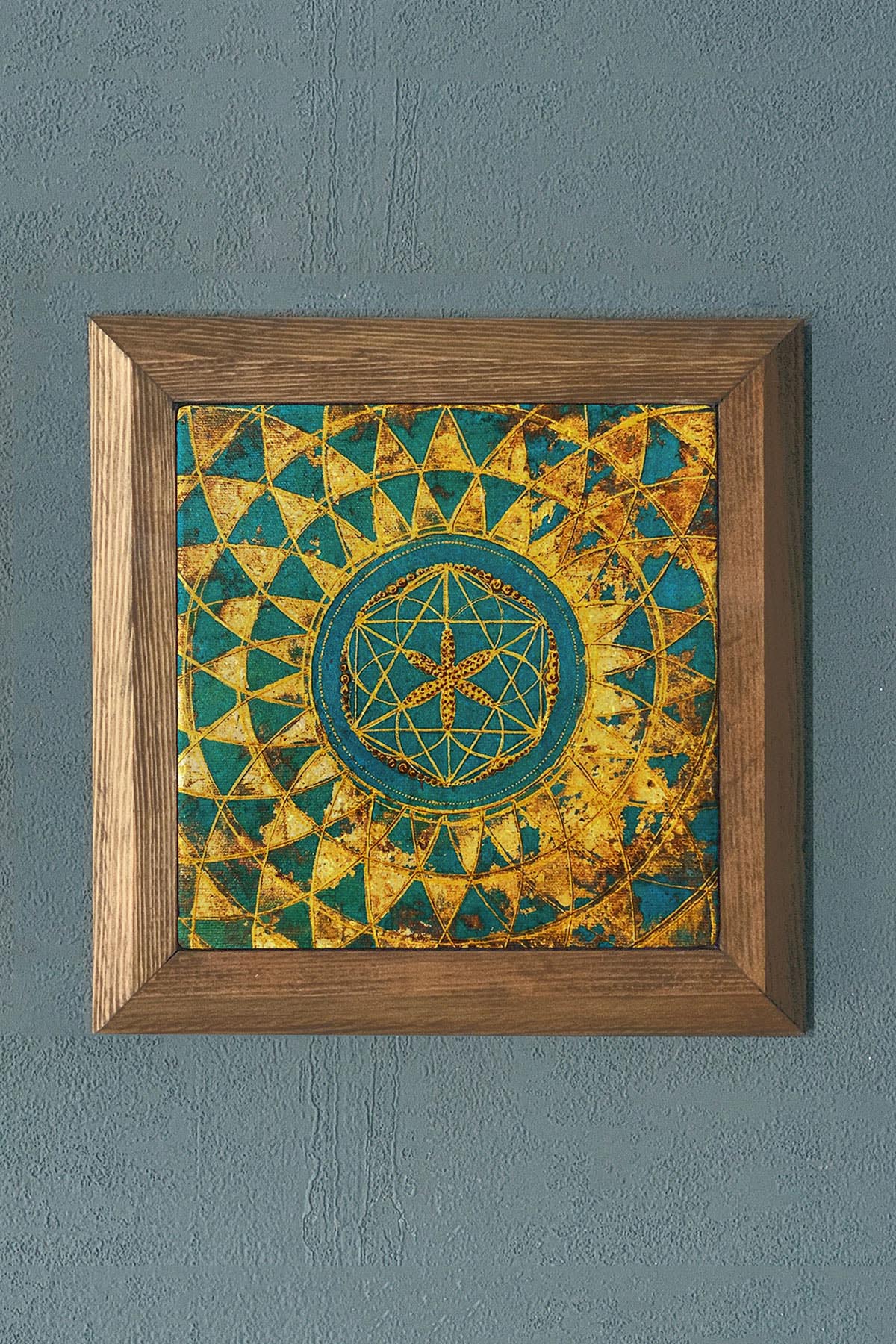 Masif Çerçeveli Taş Tablo-Duvar Dekoru- Oscar Stone Decor 28X28 CM