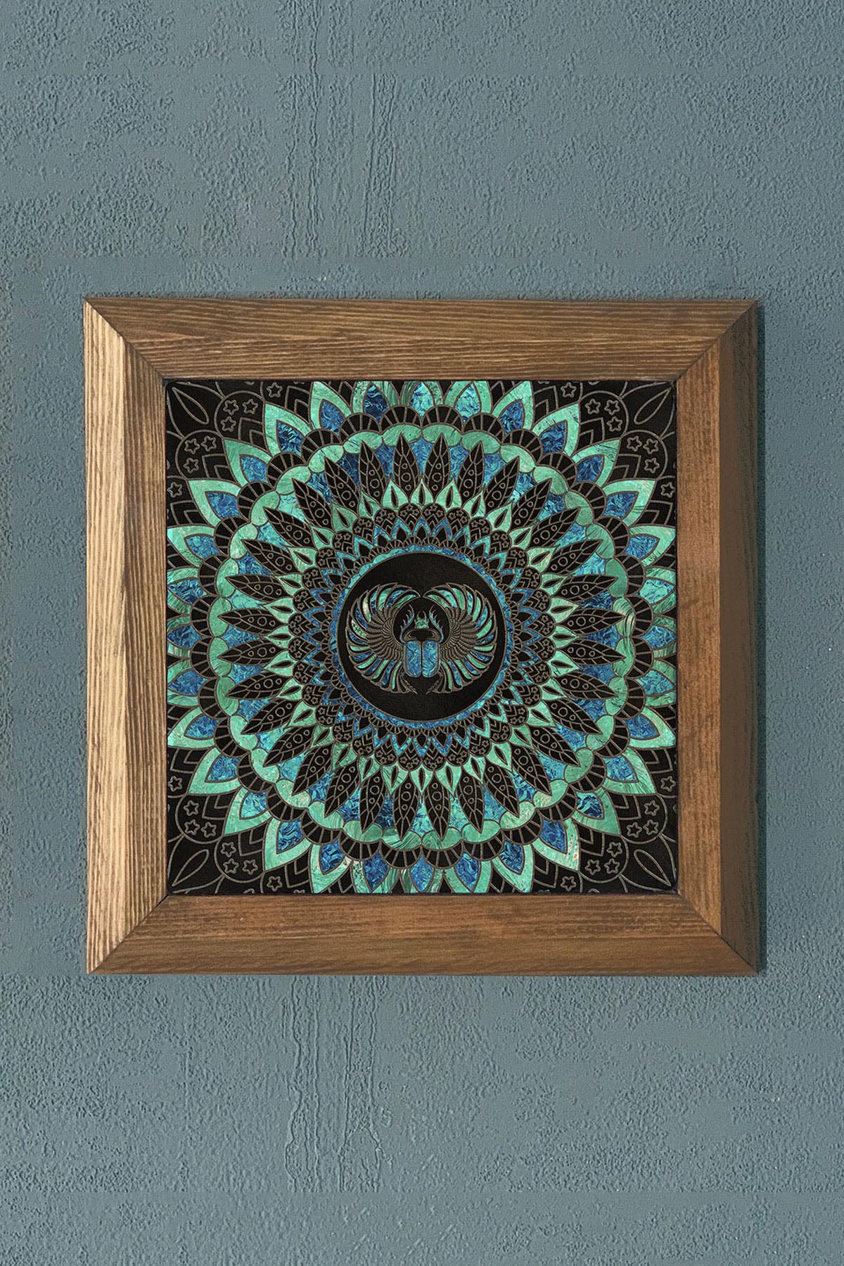 Masif Çerçeveli Taş Tablo-Wall Decor- Oscar Stone Decor 28X28 CM