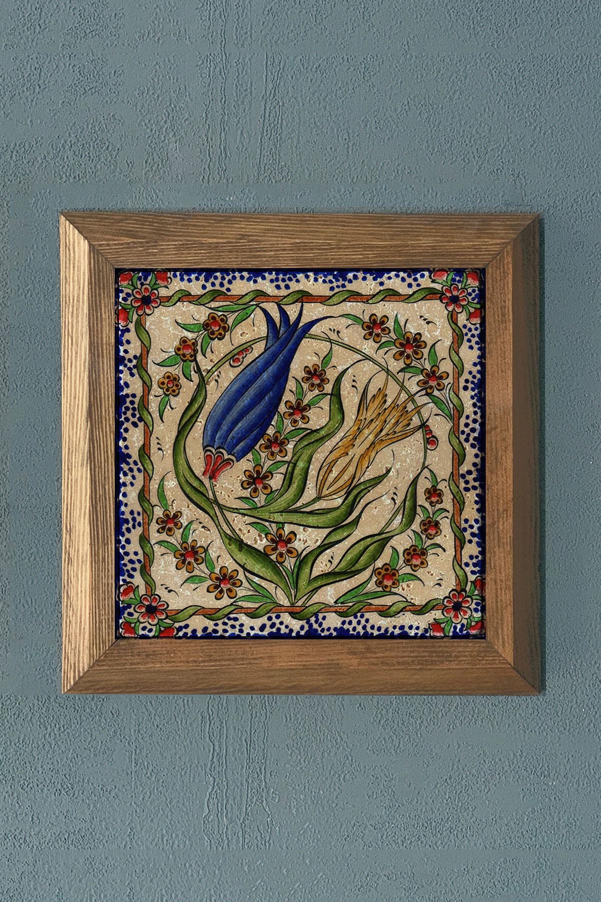 Masif Çerçeveli Taş Tablo-Wall Decor- Oscar Stone Decor 28X28 CM