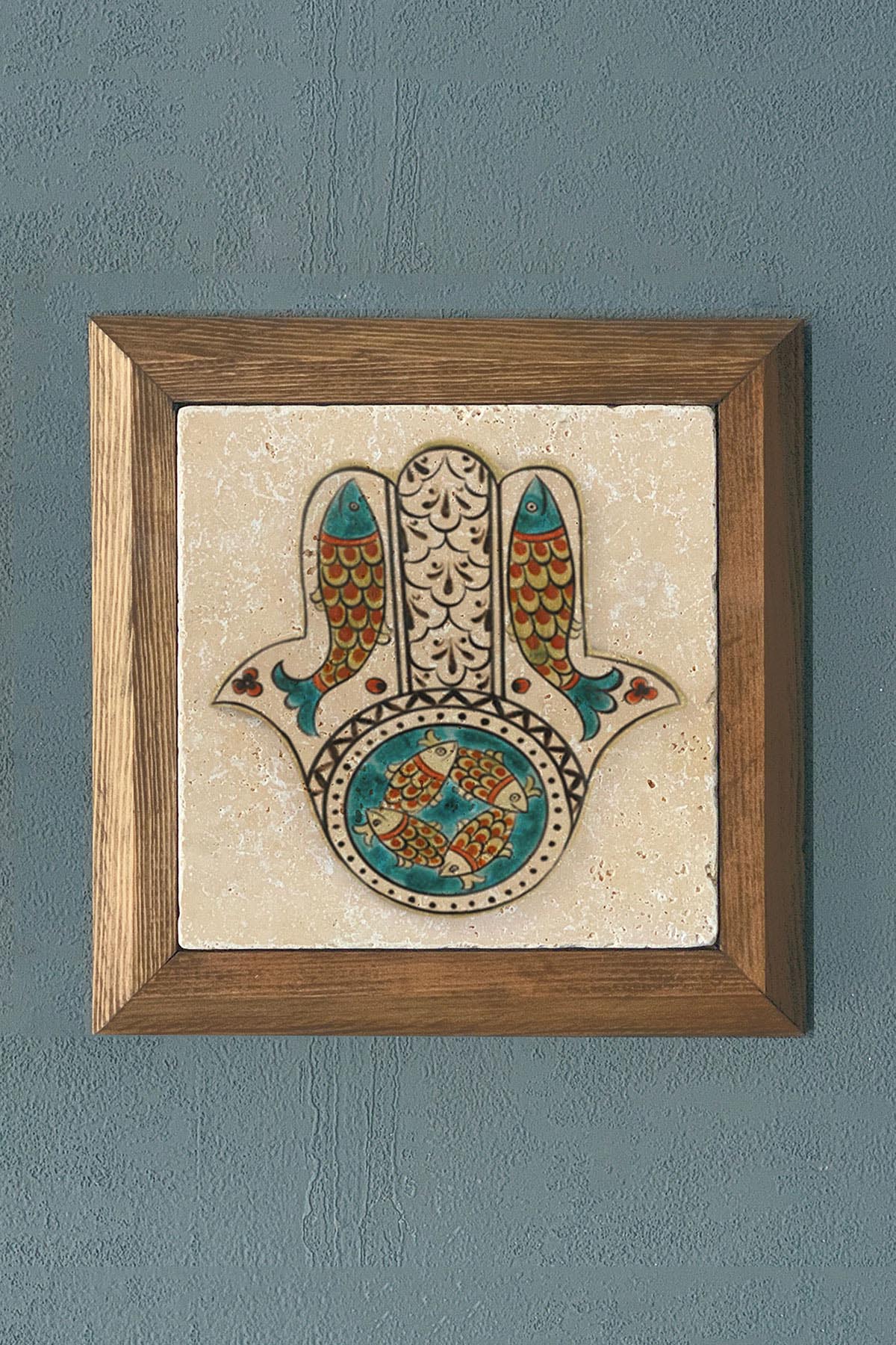 Masif Çerçeveli Taş Tablo-Wall Decor- Oscar Stone Decor 28X28 CM