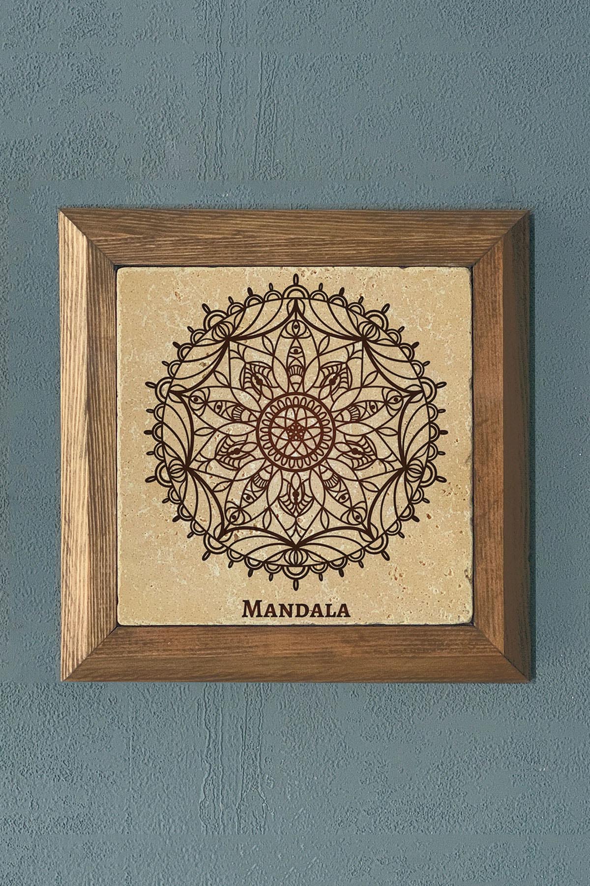 Masif Çerçeveli Taş Tablo-Wall Decor- Oscar Stone Decor 28X28 CM