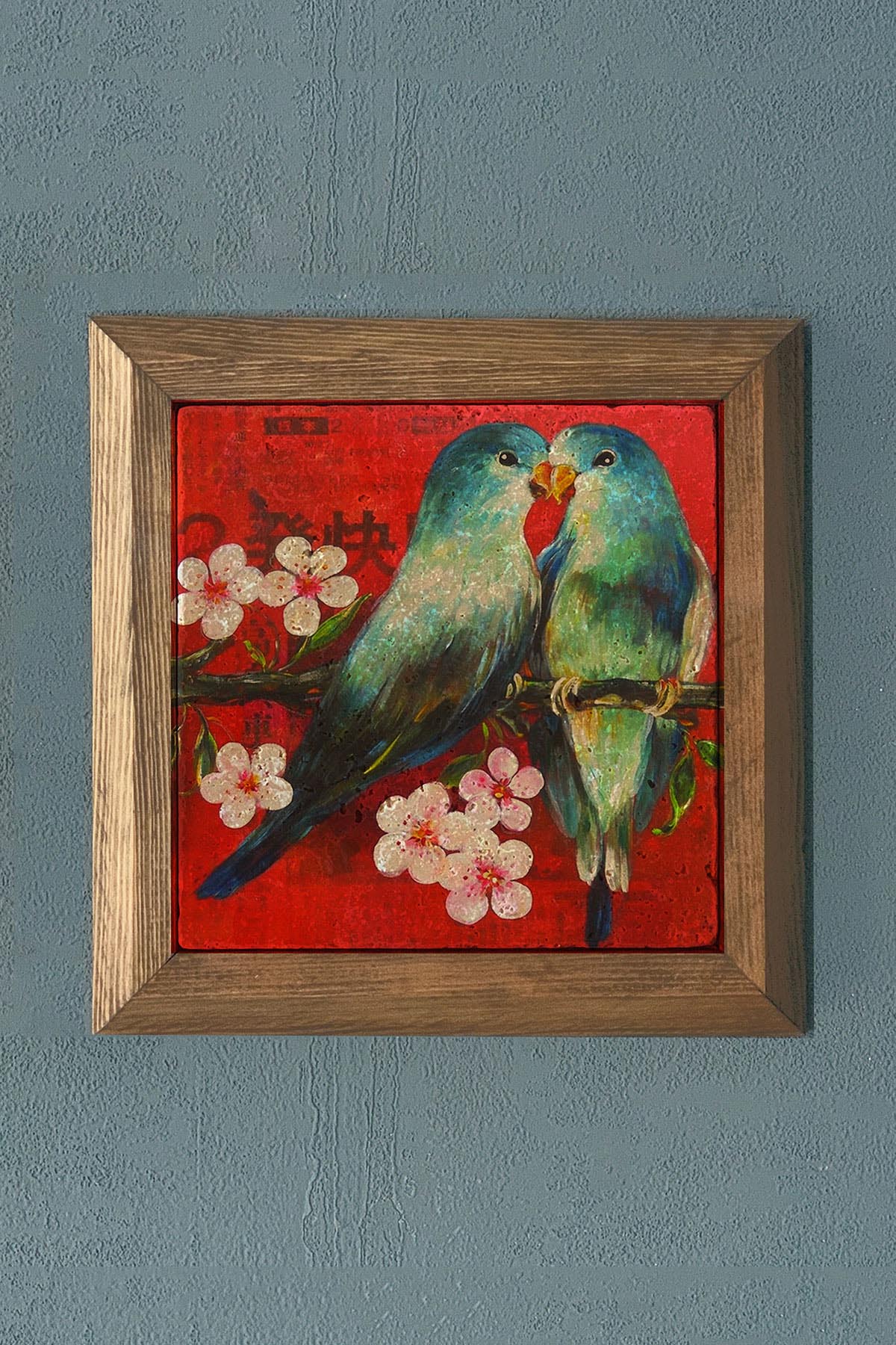 Masif Çerçeveli Taş Tablo-Wall Decor- Oscar Stone Decor 28X28 CM