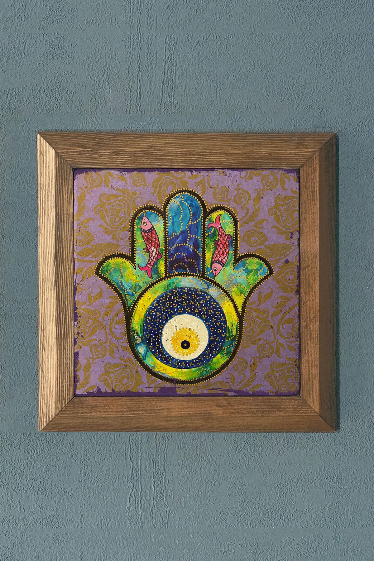 Masif Çerçeveli Taş Tablo-Wall Decor- Oscar Stone Decor 28X28 CM