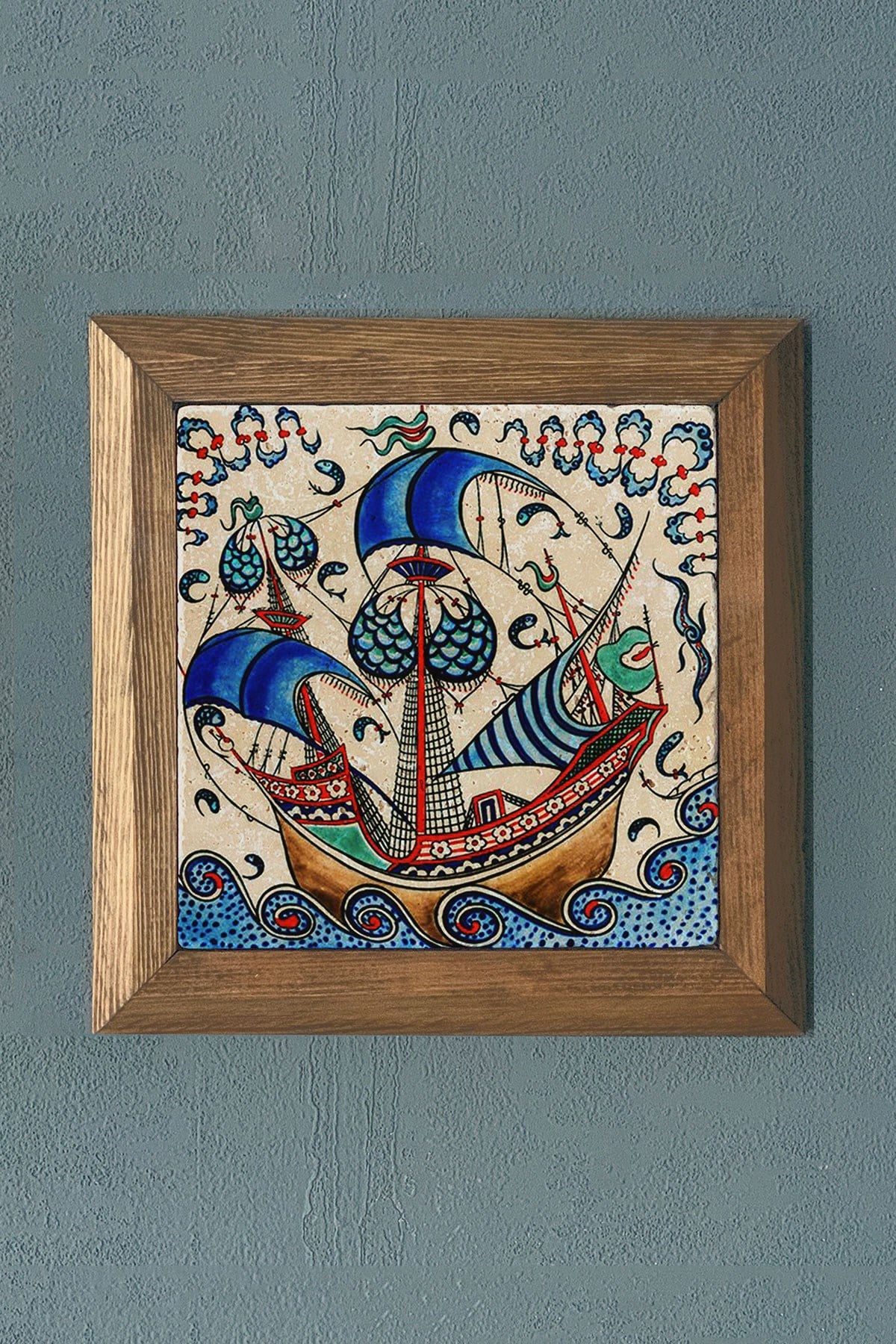 Masif Çerçeveli Taş Tablo-Wall Decor- Oscar Stone Decor 28X28 CM