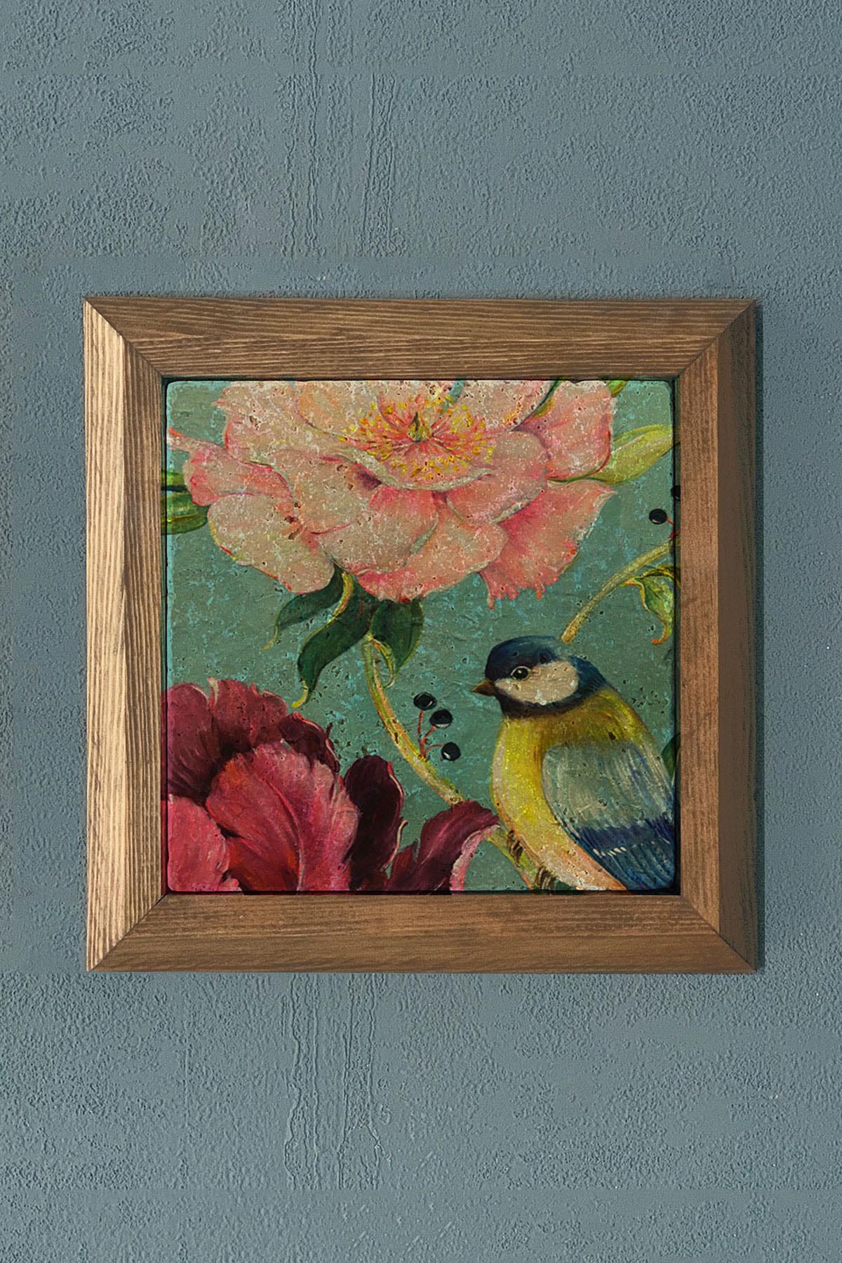 Masif Çerçeveli Taş Tablo-Wall Decor- Oscar Stone Decor 28X28 CM