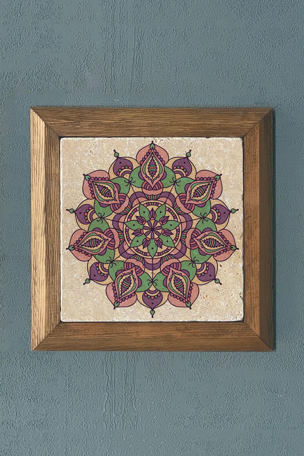 Masif Çerçeveli Taş Tablo-Wall Decor- Oscar Stone Decor 28X28 CM