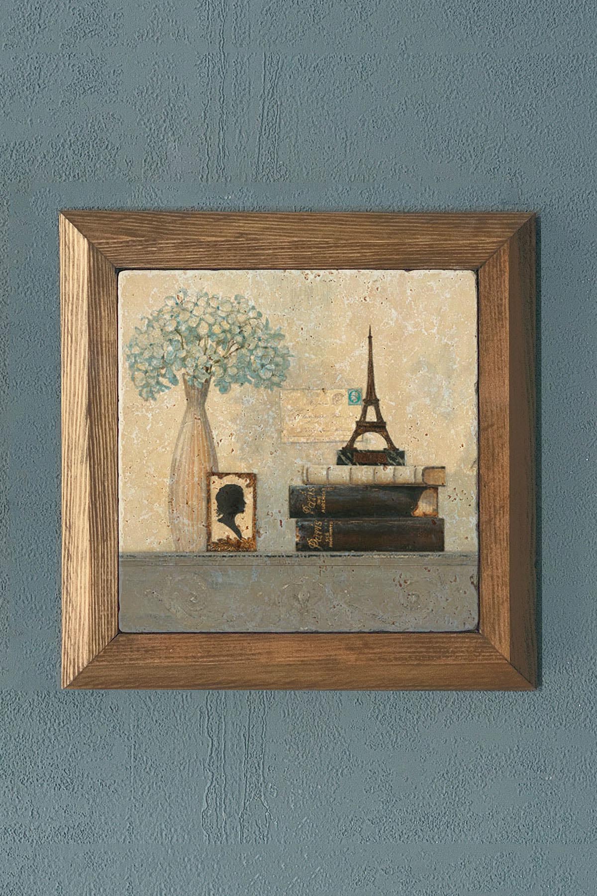 Masif Çerçeveli Taş Tablo-Wall Decor- Oscar Stone Decor 28X28 CM