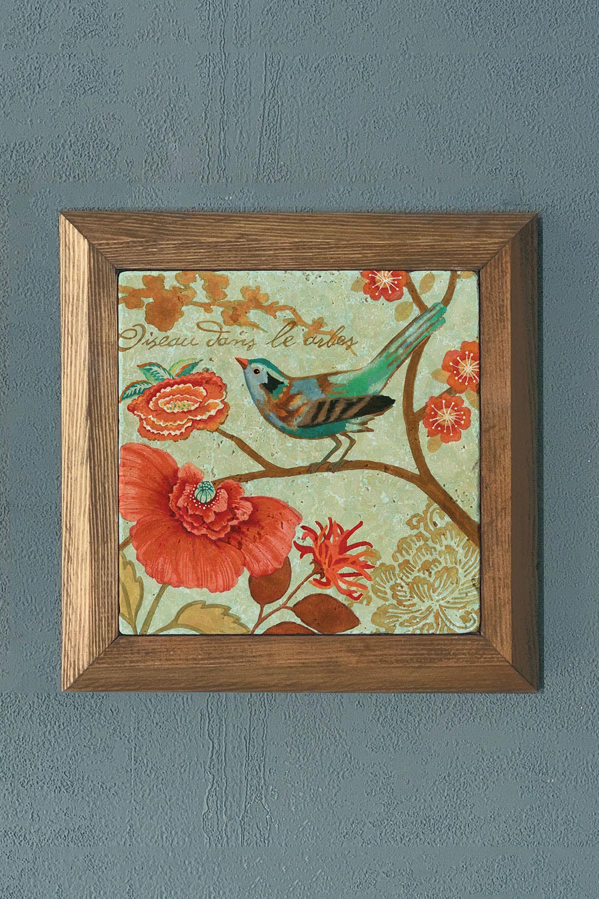 Masif Çerçeveli Taş Tablo-Wall Decor- Oscar Stone Decor 28X28 CM