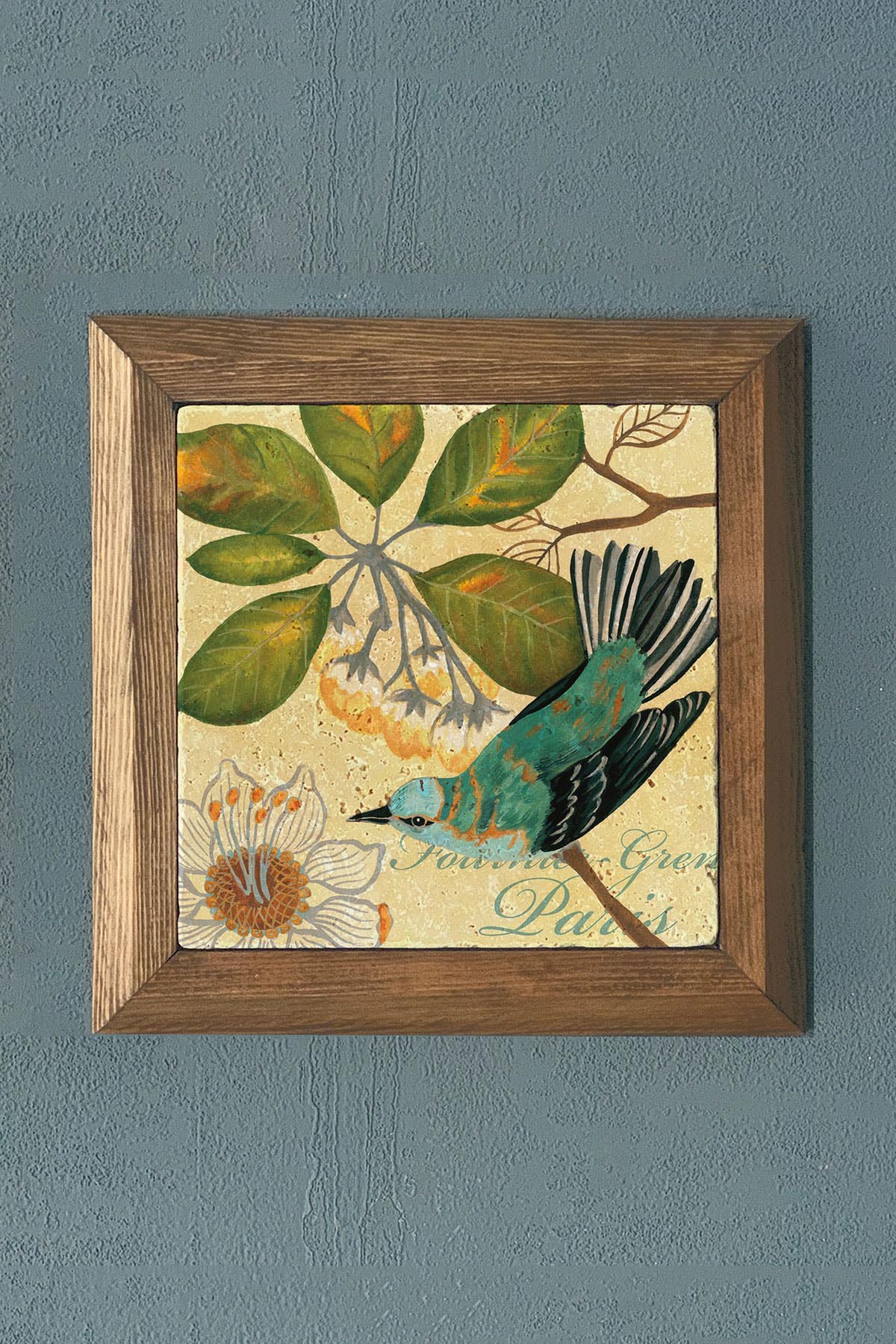 Masif Çerçeveli Taş Tablo-Wall Decor- Oscar Stone Decor 28X28 CM