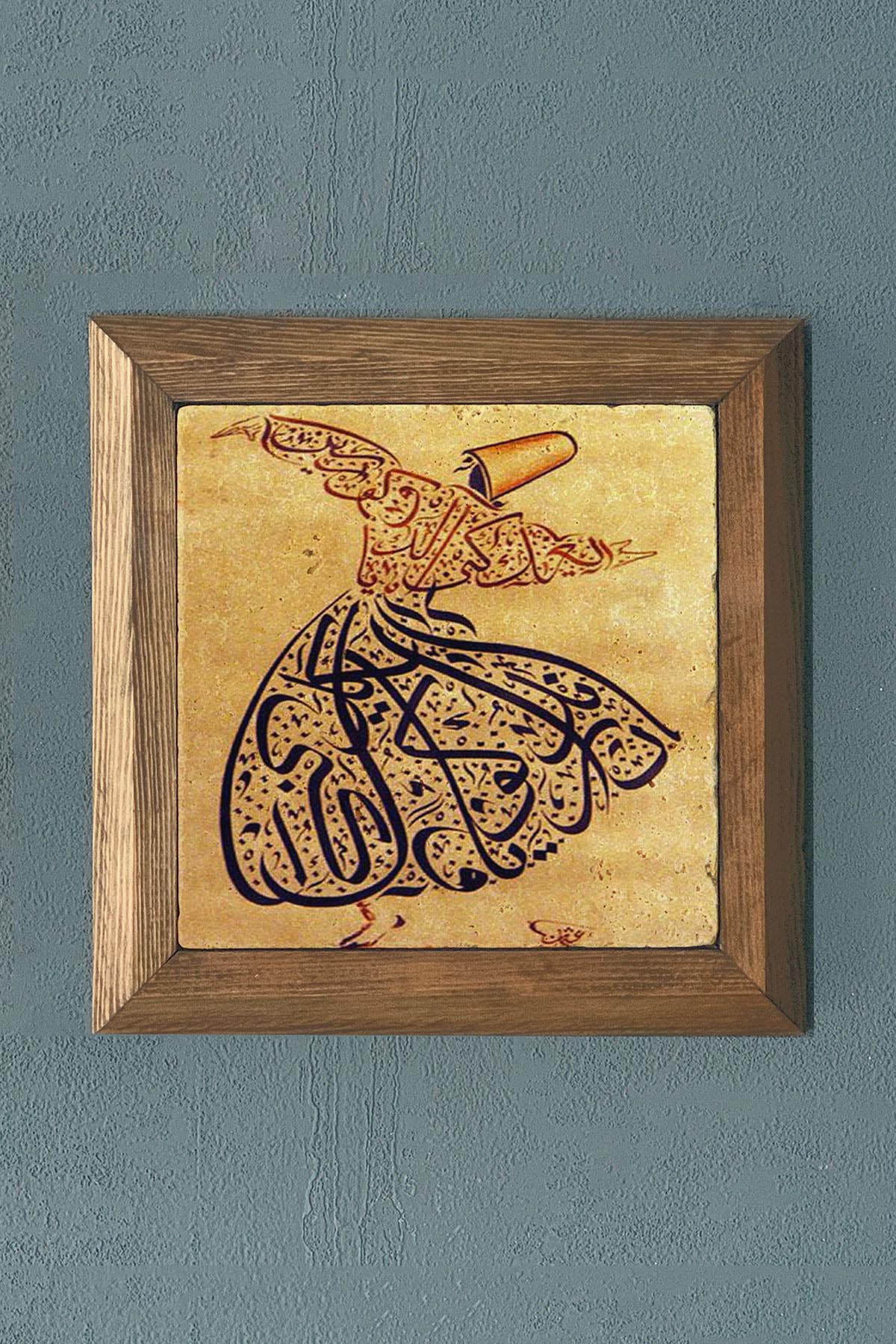Masif Çerçeveli Taş Tablo-Wall Decor- Oscar Stone Decor 28X28 CM
