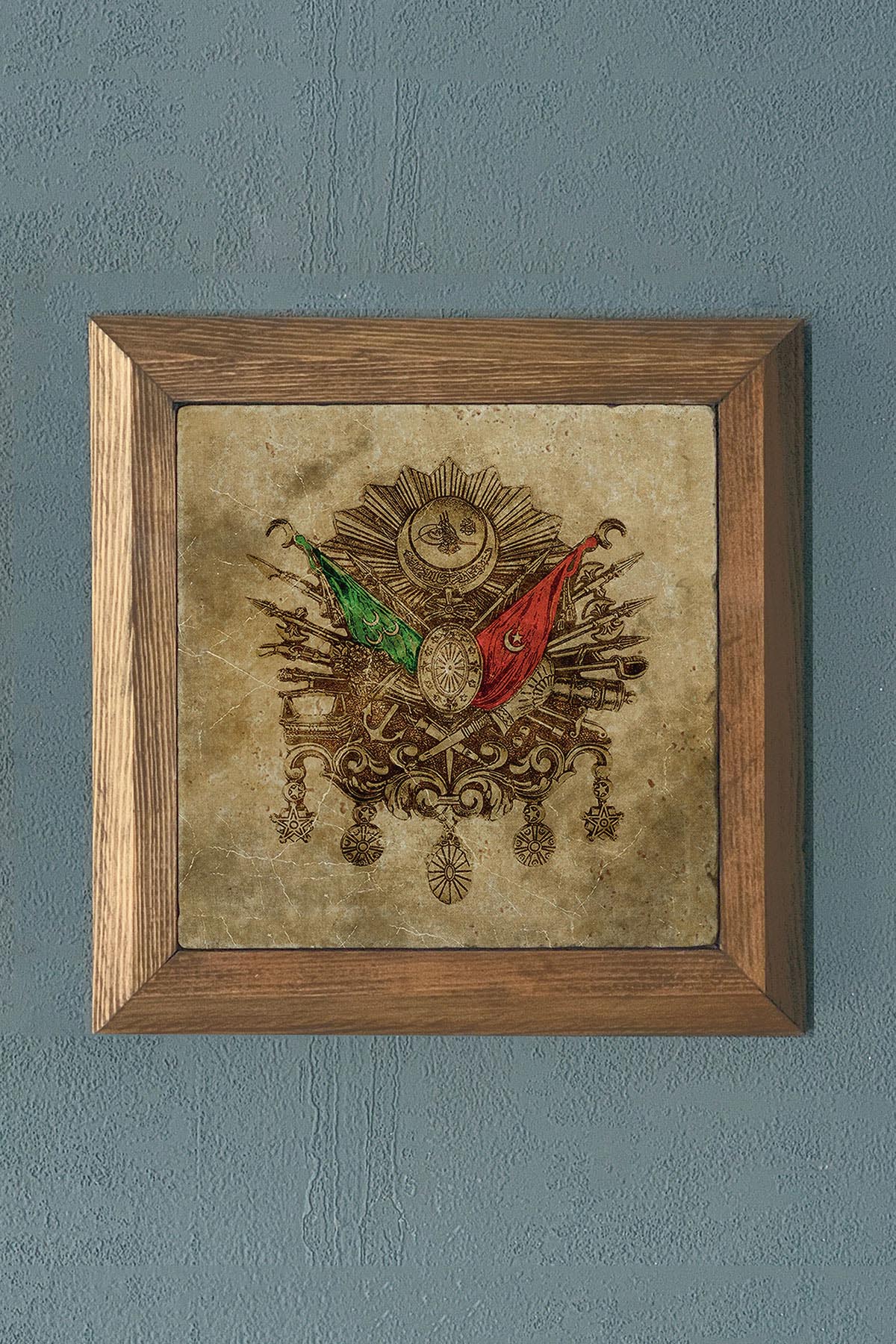 Masif Çerçeveli Taş Tablo-Wall Decor- Oscar Stone Decor 28X28 CM