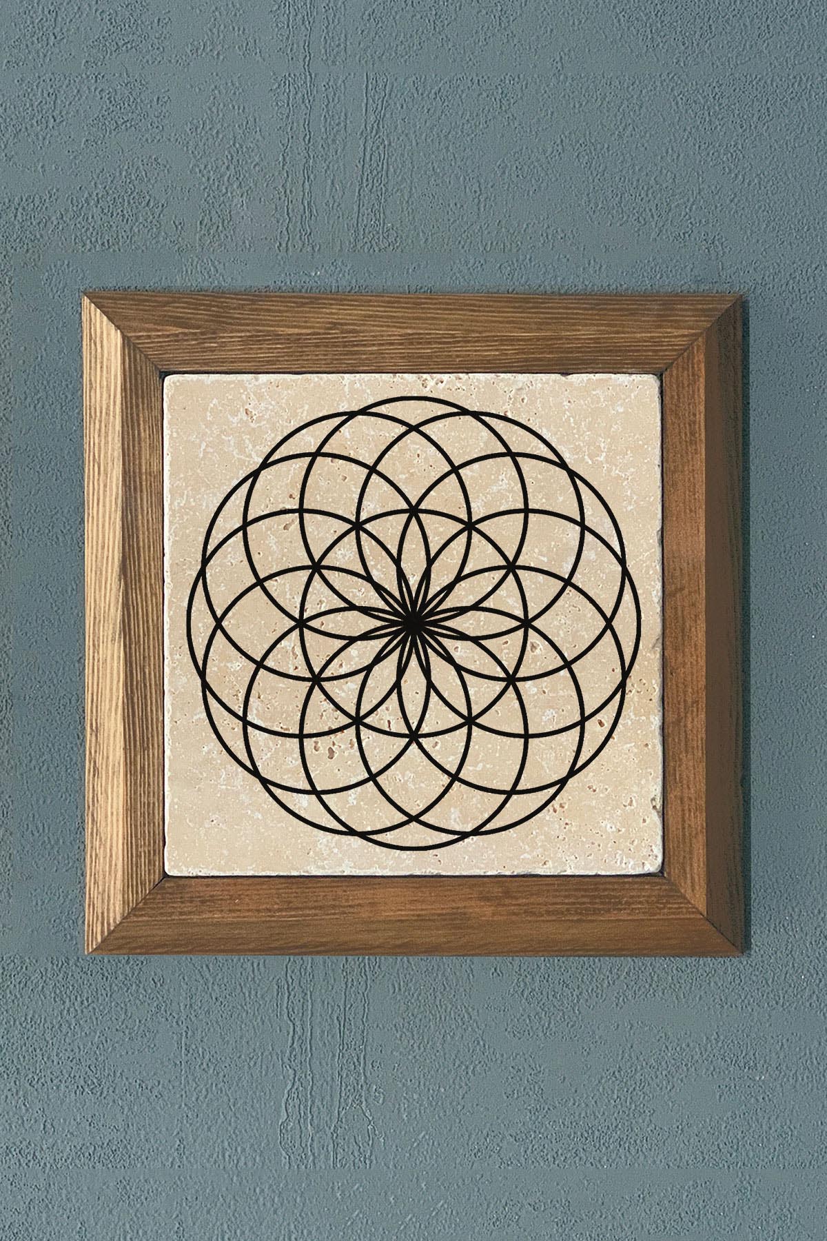 Masif Çerçeveli Torus Taş Tablo- Duvar Dekoru- Oscar Stone Decor 28X28 cm-WALL DECOR