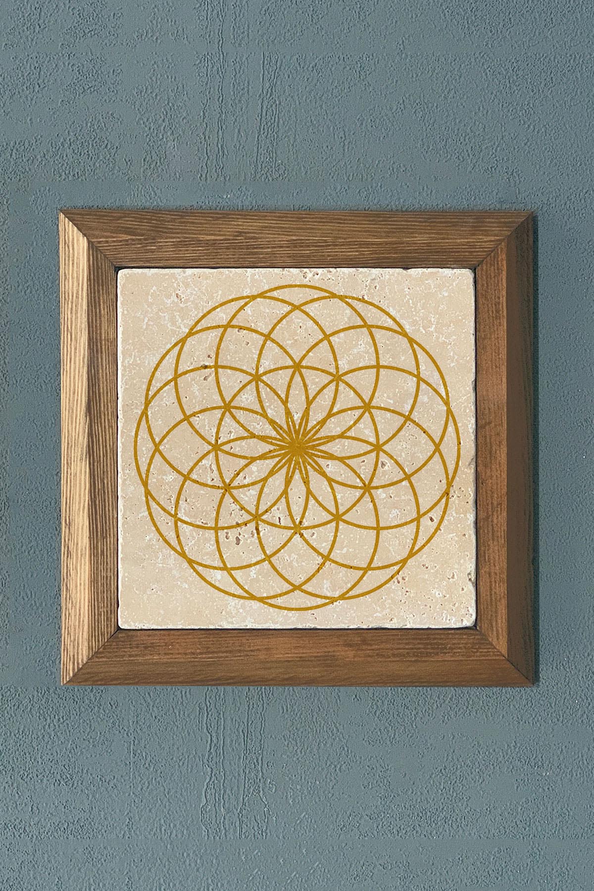 Masif Çerçeveli Torus Taş Tablo- Duvar Dekoru- Oscar Stone Decor 28X28 cm-WALL DECOR