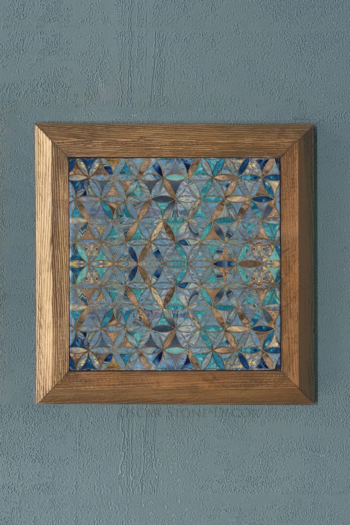 Masif Çerçeveli Yaşam Çiçeği Doğaltaş Tablo Pano Oscar Stone Decor 28X28 CM