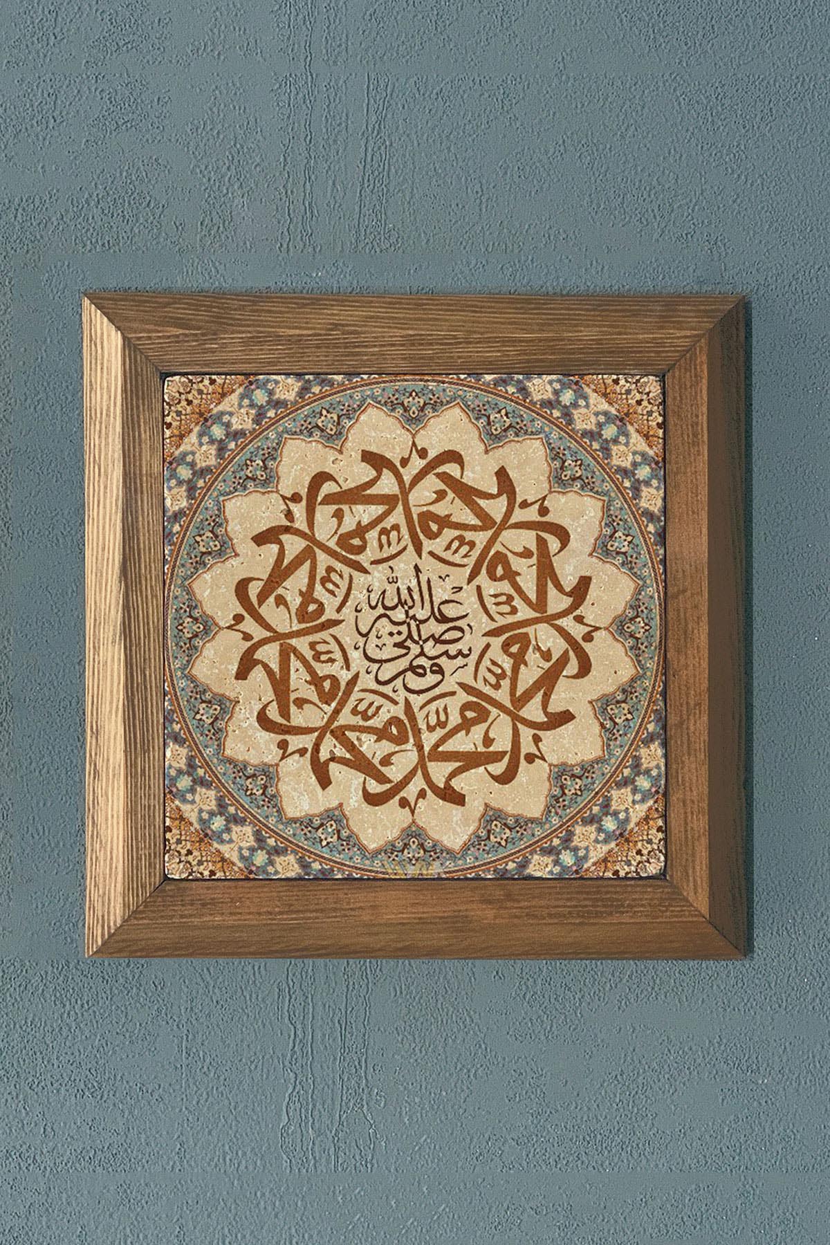 MİSTİK DESEN-Masif Çerçeveli Taş Tablo-Wall Decor- Oscar Stone Decor 28X28 CM