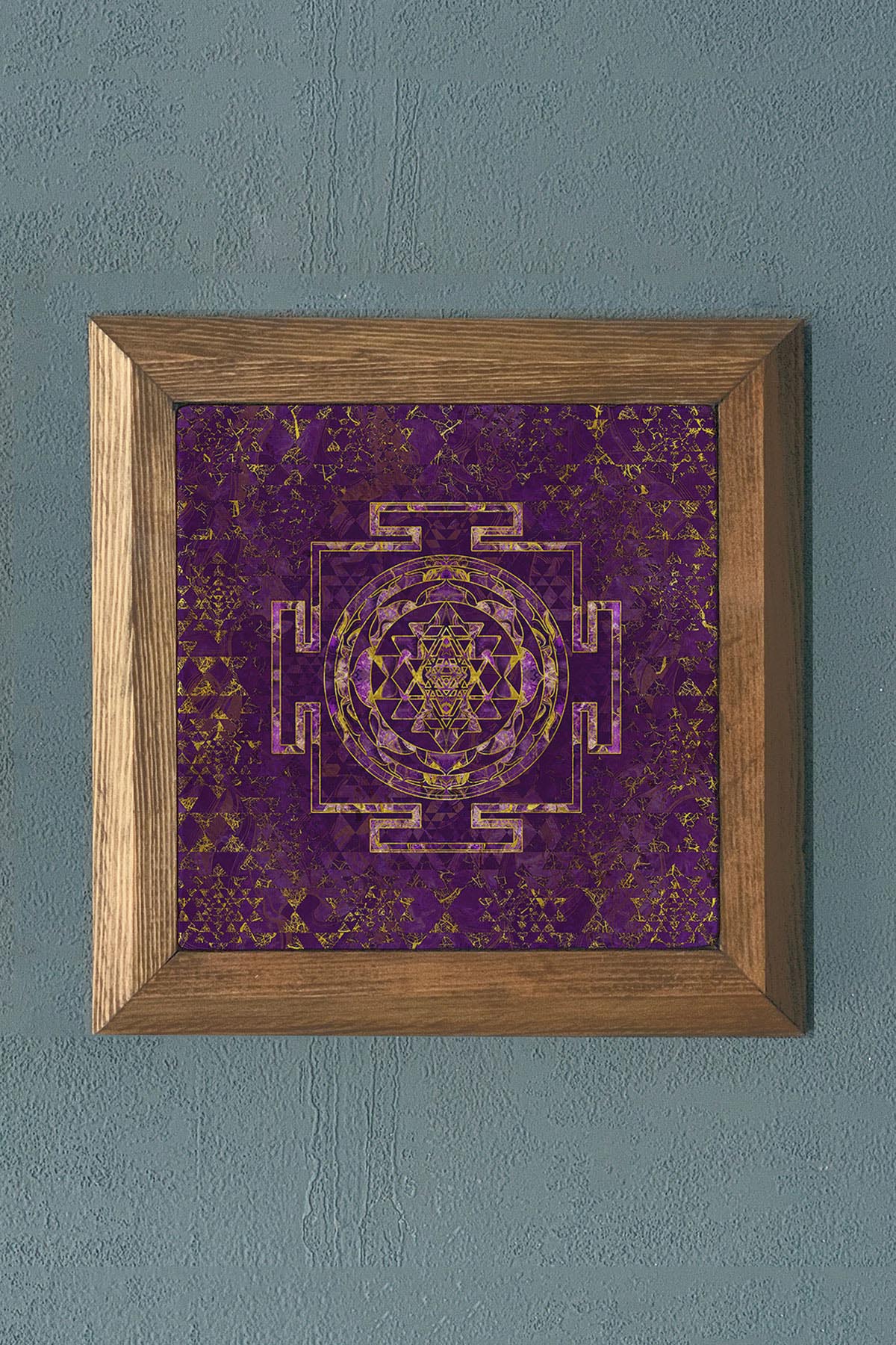 MİSTİK TEMALI Masif Çerçeveli Taş Tablo-Duvar Dekoru- Oscar Stone Decor 28X28 CM