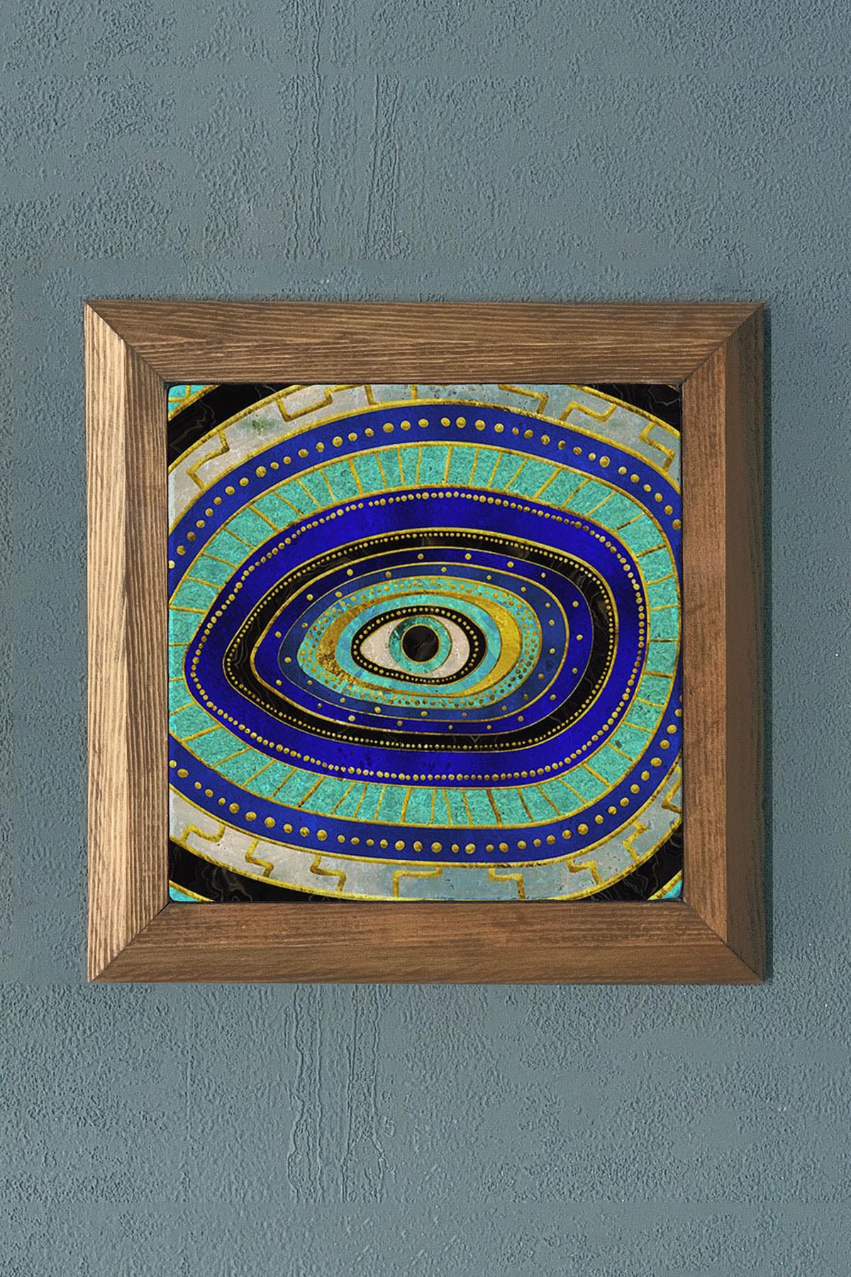 NAZAR TEMALI Masif Çerçeveli Taş Tablo-- Oscar Stone Decor 28X28 CM