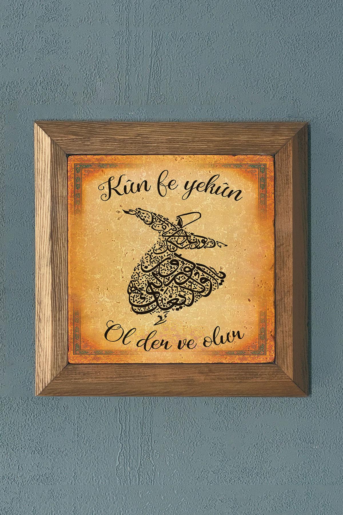 OL DER VE OLUR-AHŞAP Çerçeveli Taş Tablo-Wall Decor- Oscar Stone Decor 28X28 CM