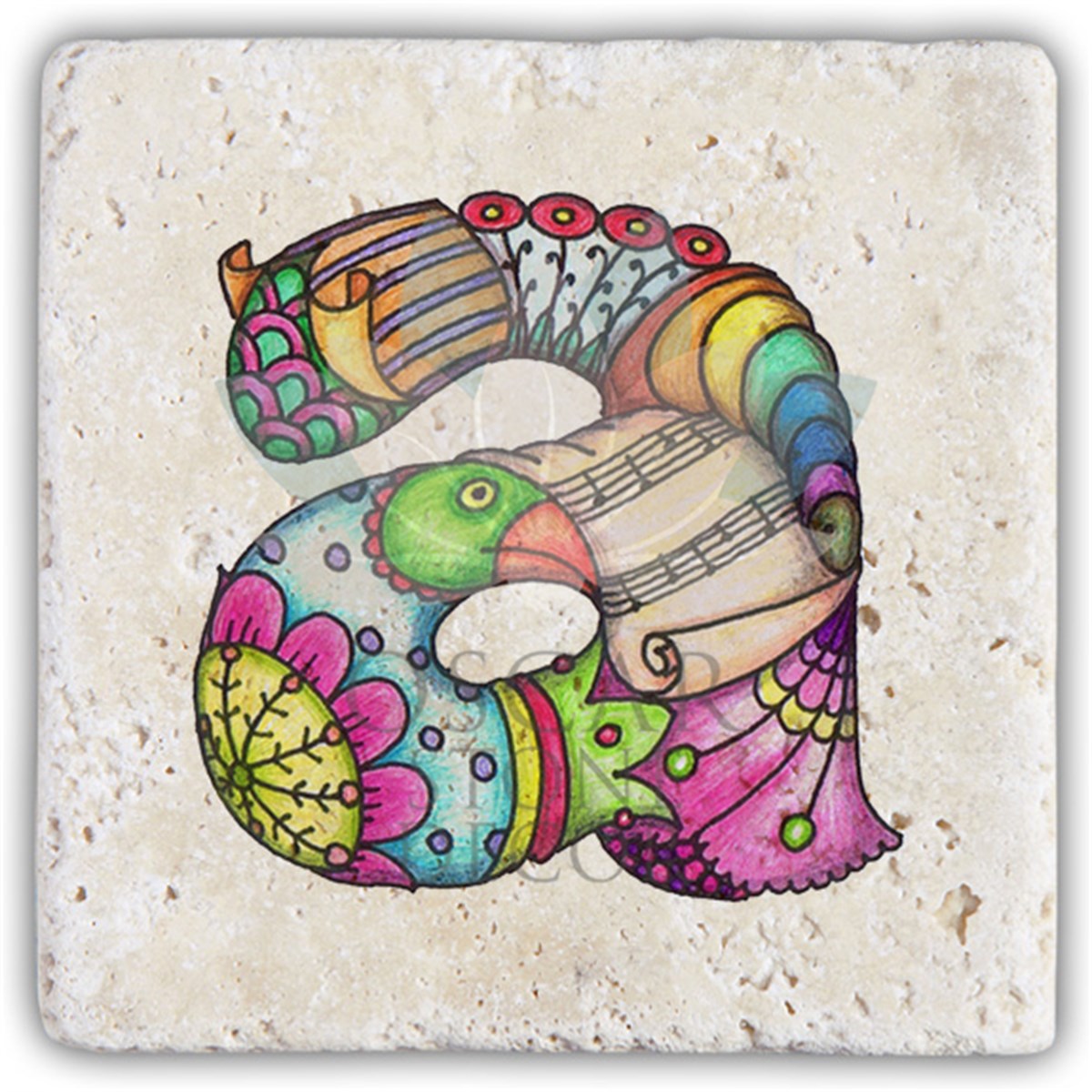 OSCAR STONE DECOR  A HARFİ TEKLİ DOĞALTAŞ BARDAK ALTLIĞI / BA-A5 (COASTER)