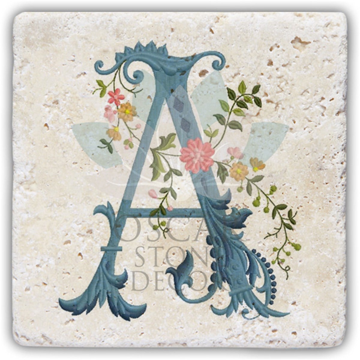 OSCAR STONE DECOR  A HARFİ TEKLİ DOĞALTAŞ BARDAK ALTLIĞI / BA-A4 (COASTER)