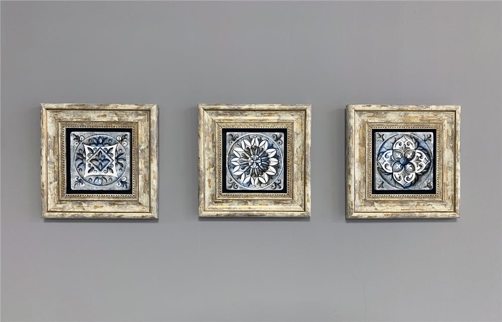 OSCAR STONE DECOR 3'lü ÇERÇEVELİ DOĞALTAŞ DUVAR DEKORU / 3CDD-40-307 (WALL DECOR)
