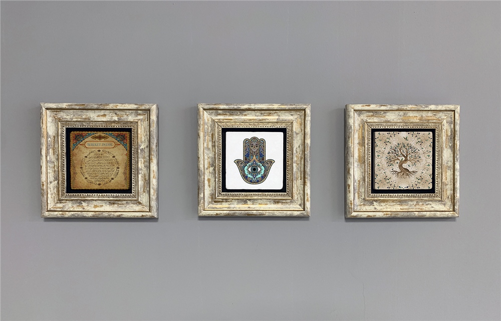 OSCAR STONE DECOR 3'lü ÇERÇEVELİ DOĞALTAŞ DUVAR DEKORU / 3CDD-40-230 (WALL DECOR)