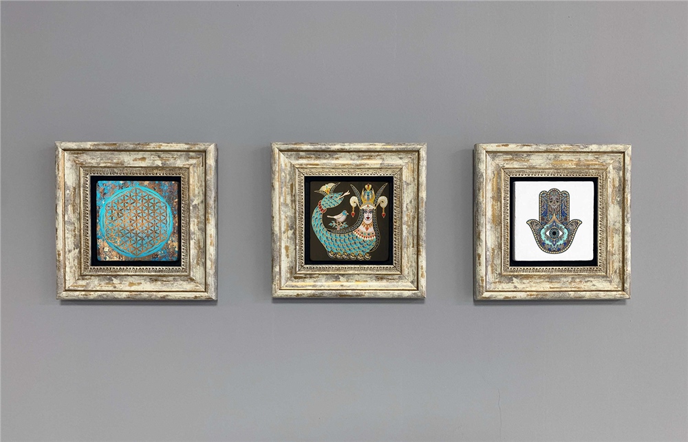 OSCAR STONE DECOR 3'lü ÇERÇEVELİ DOĞALTAŞ DUVAR DEKORU / 3CDD-40-354 (WALL DECOR)