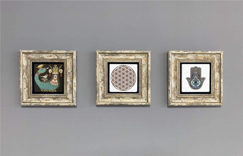 OSCAR STONE DECOR 3'lü ÇERÇEVELİ DOĞALTAŞ DUVAR DEKORU / 3CDD-40-343 (WALL DECOR)