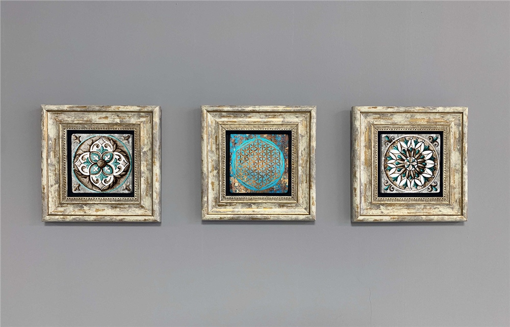 OSCAR STONE DECOR 3'lü ÇERÇEVELİ DOĞALTAŞ DUVAR DEKORU / 3CDD-40-399 (WALL DECOR)