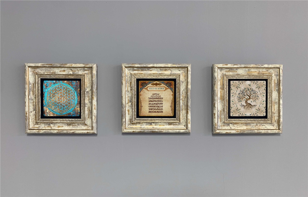 OSCAR STONE DECOR 3'lü ÇERÇEVELİ DOĞALTAŞ DUVAR DEKORU / 3CDD-40-398 (WALL DECOR)