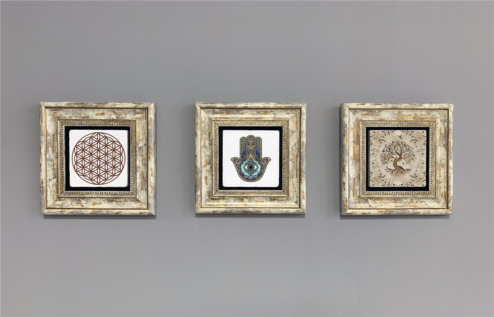 OSCAR STONE DECOR 3'lü ÇERÇEVELİ DOĞALTAŞ DUVAR DEKORU / 3CDD-40-282 (WALL DECOR)