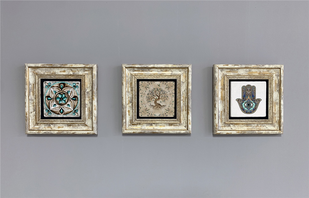 OSCAR STONE DECOR 3'lü ÇERÇEVELİ DOĞALTAŞ DUVAR DEKORU / 3CDD-40-228 (WALL DECOR)