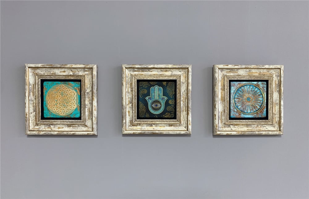 OSCAR STONE DECOR 3'lü ÇERÇEVELİ DOĞALTAŞ DUVAR DEKORU / 3CDD-40-253 (WALL DECOR)