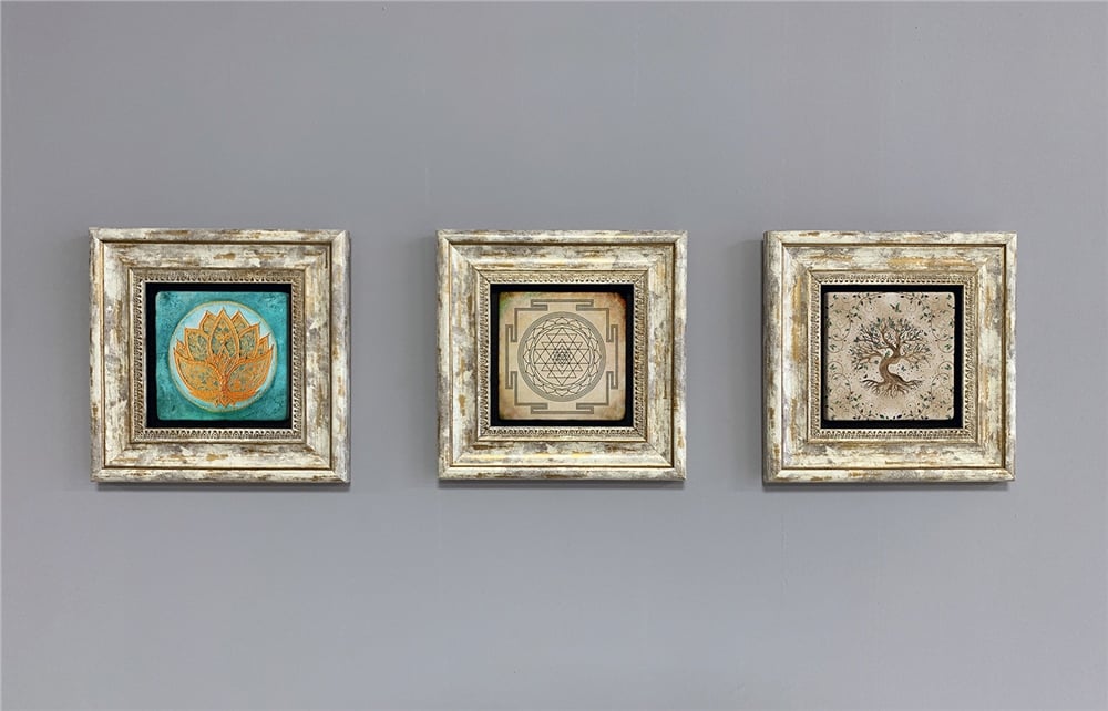 OSCAR STONE DECOR 3'lü ÇERÇEVELİ DOĞALTAŞ DUVAR DEKORU / 3CDD-40-255 (WALL DECOR)