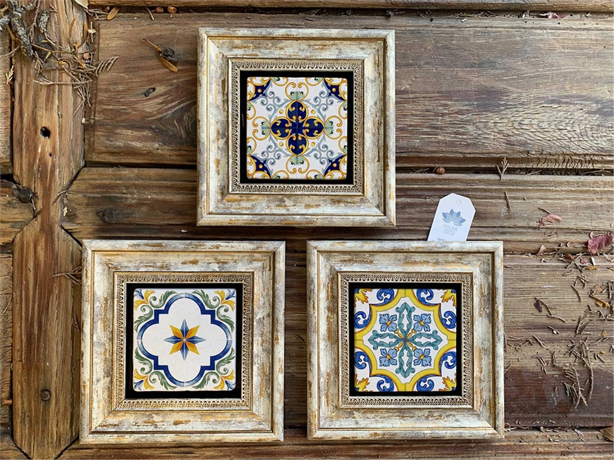 OSCAR STONE DECOR 3'lü ÇERÇEVELİ DOĞALTAŞ DUVAR DEKORU / 3CDD-40-224 (WALL DECOR)