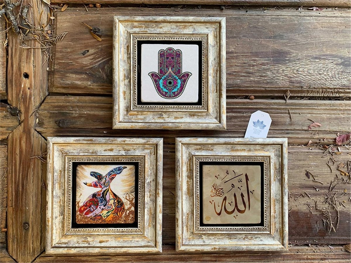 OSCAR STONE DECOR 3'lü ÇERÇEVELİ DOĞALTAŞ DUVAR DEKORU / 3CDD-40-205 (WALL DECOR)