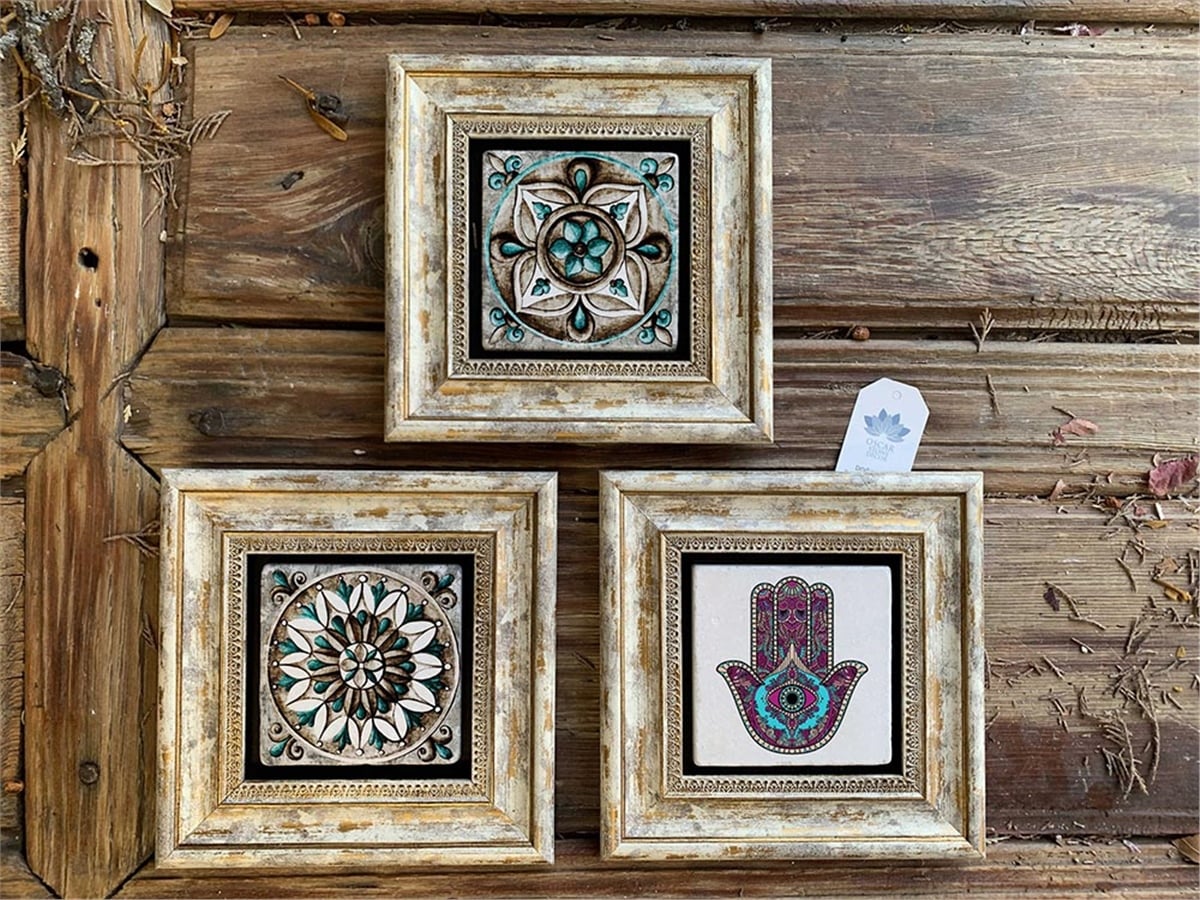 OSCAR STONE DECOR 3'lü ÇERÇEVELİ DOĞALTAŞ DUVAR DEKORU / 3CDD-40-206 (WALL DECOR)